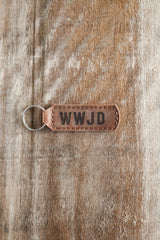 WWJD Key Fob Engraved Leather