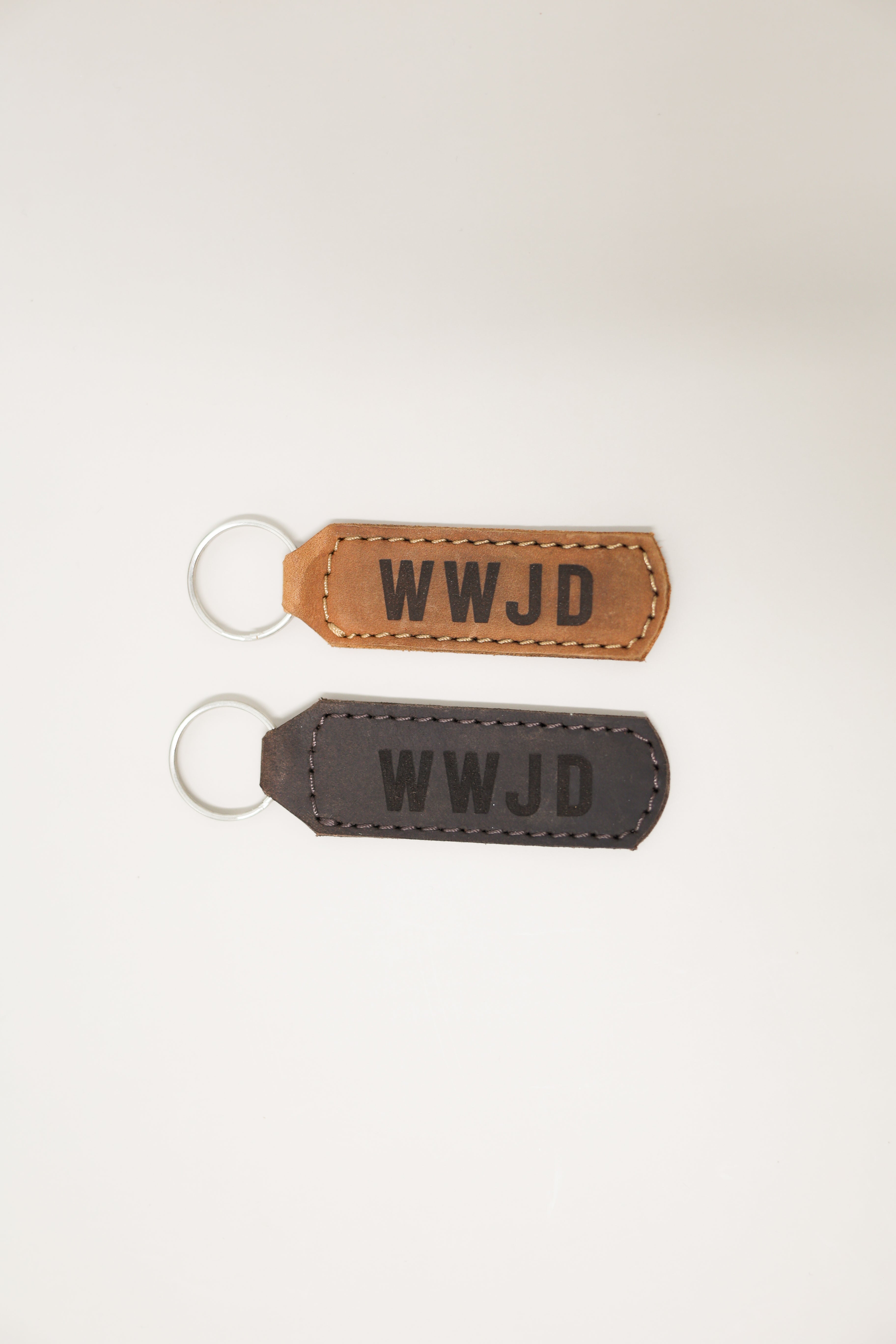 WWJD Keychain Engraved Leather