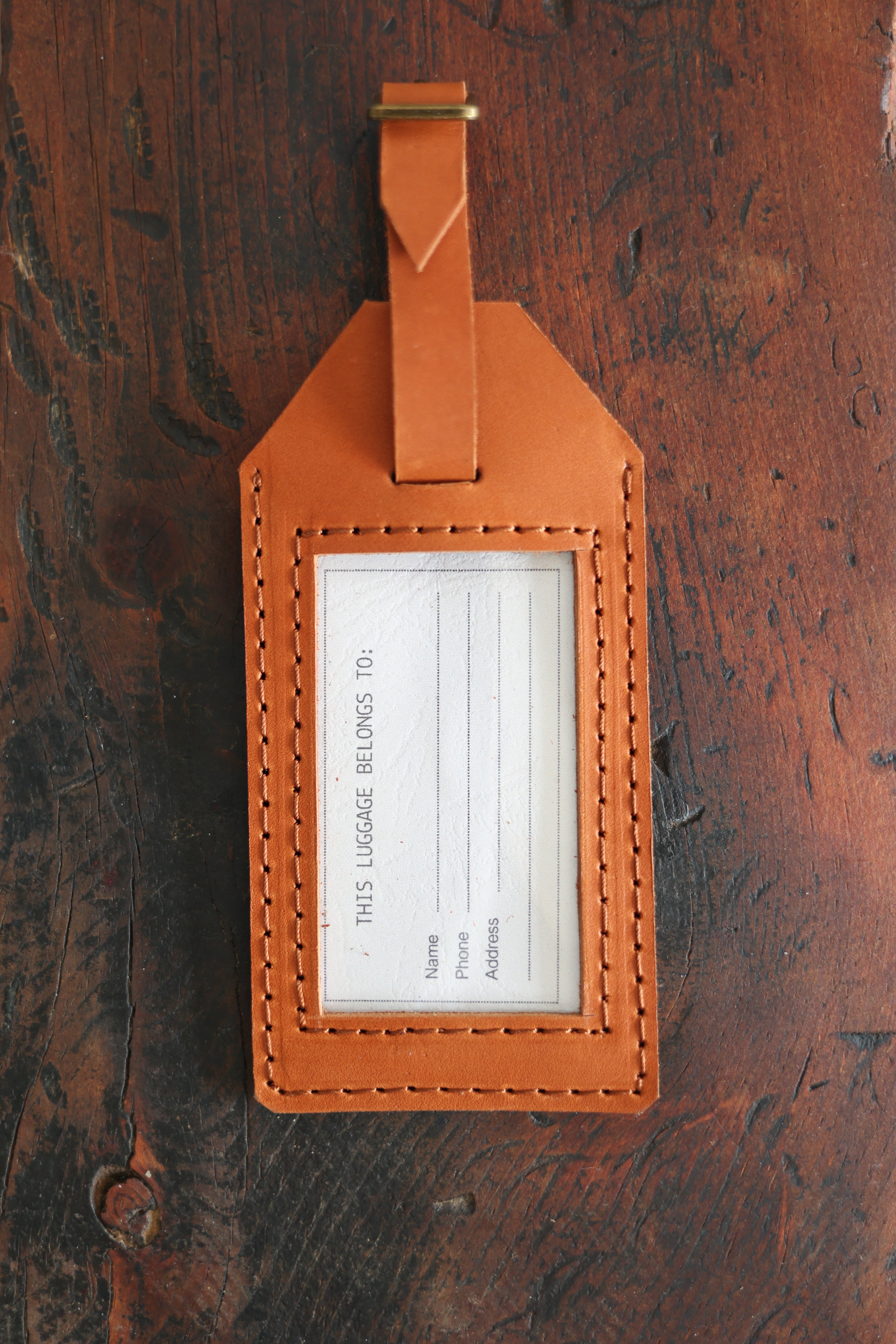 Custom Cognac Luggage Tags