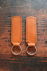 Custom Cognac Leather Keychain