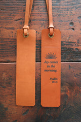 Custom Cognac Leather Bookmark