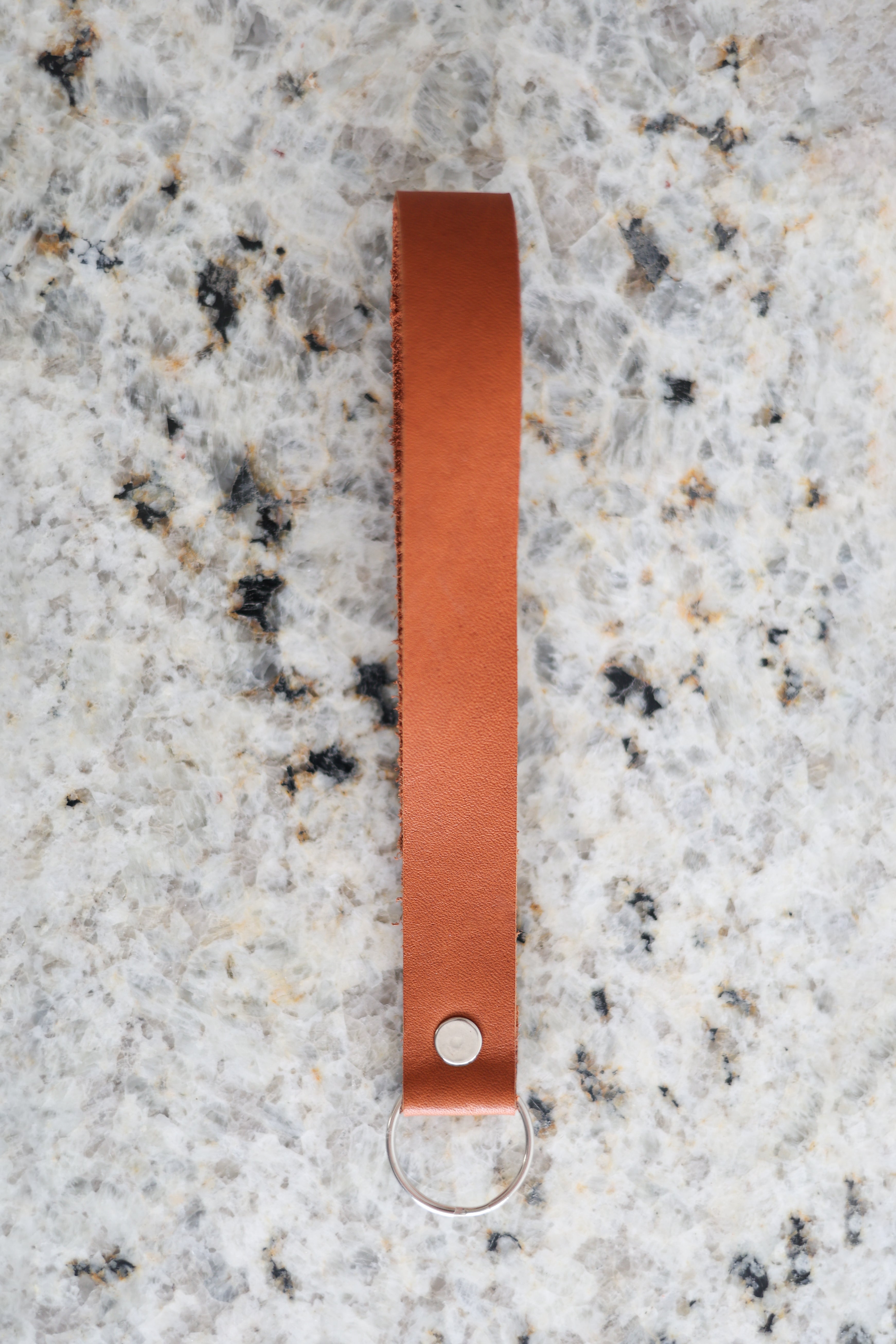 Custom Cognac Leather Keychain Wristlet