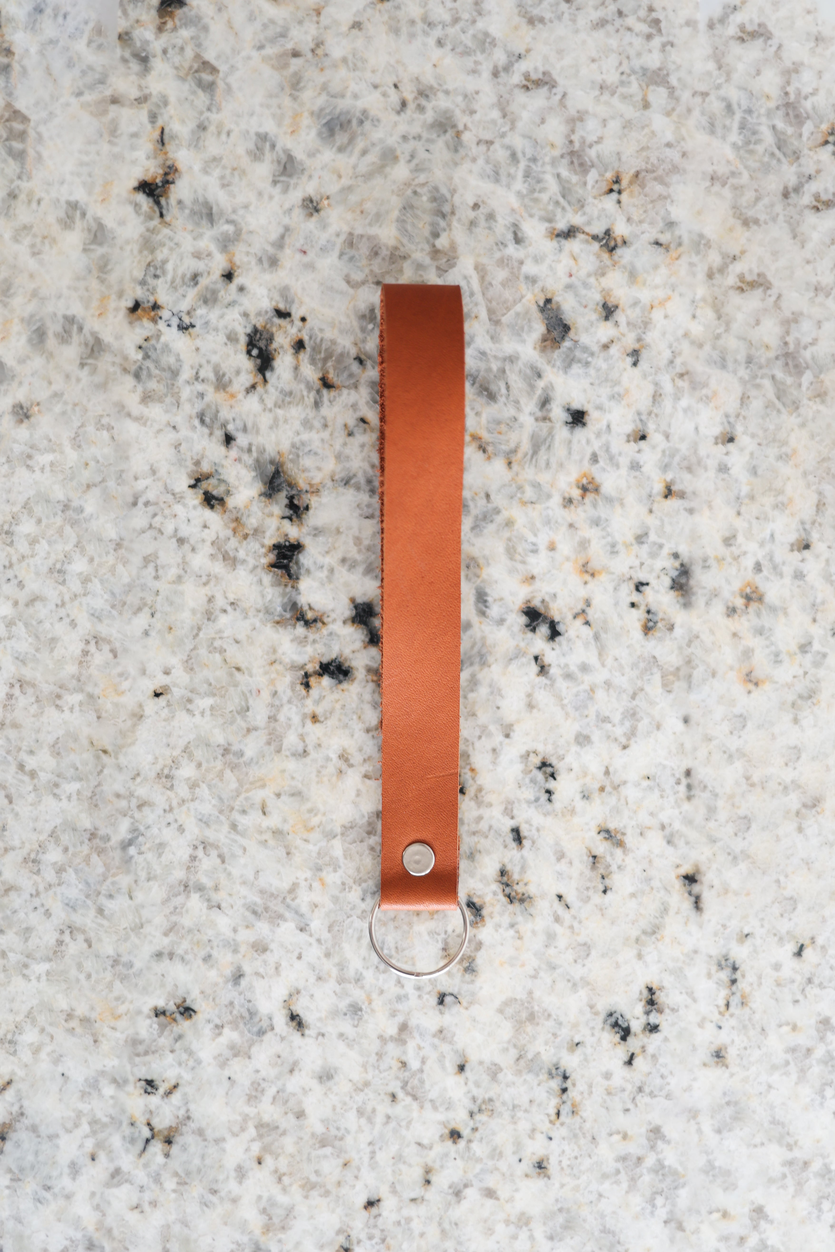 Custom Cognac Leather Keychain Wristlet