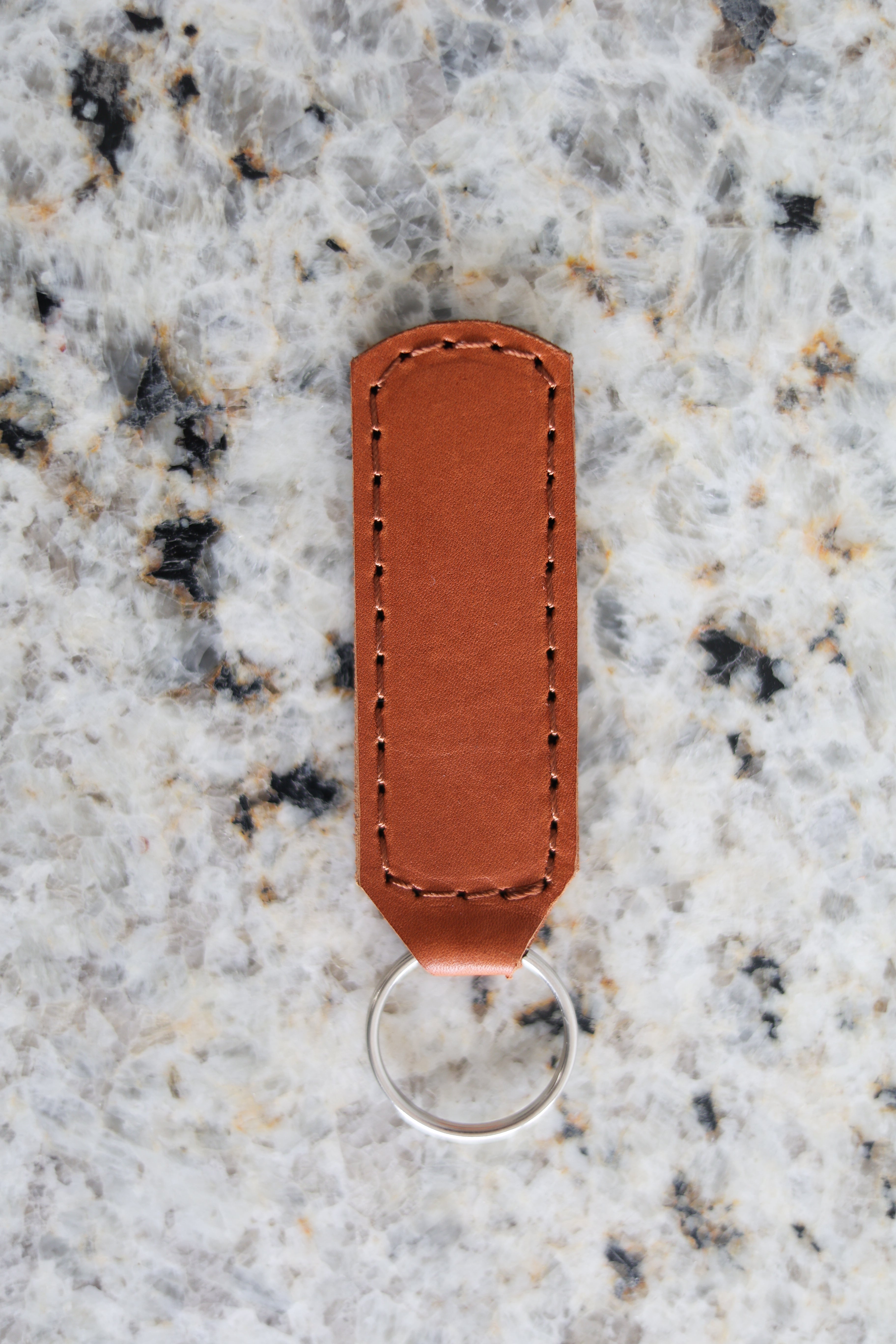Custom Cognac Leather Keychain