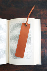 Custom Cognac Leather Bookmark