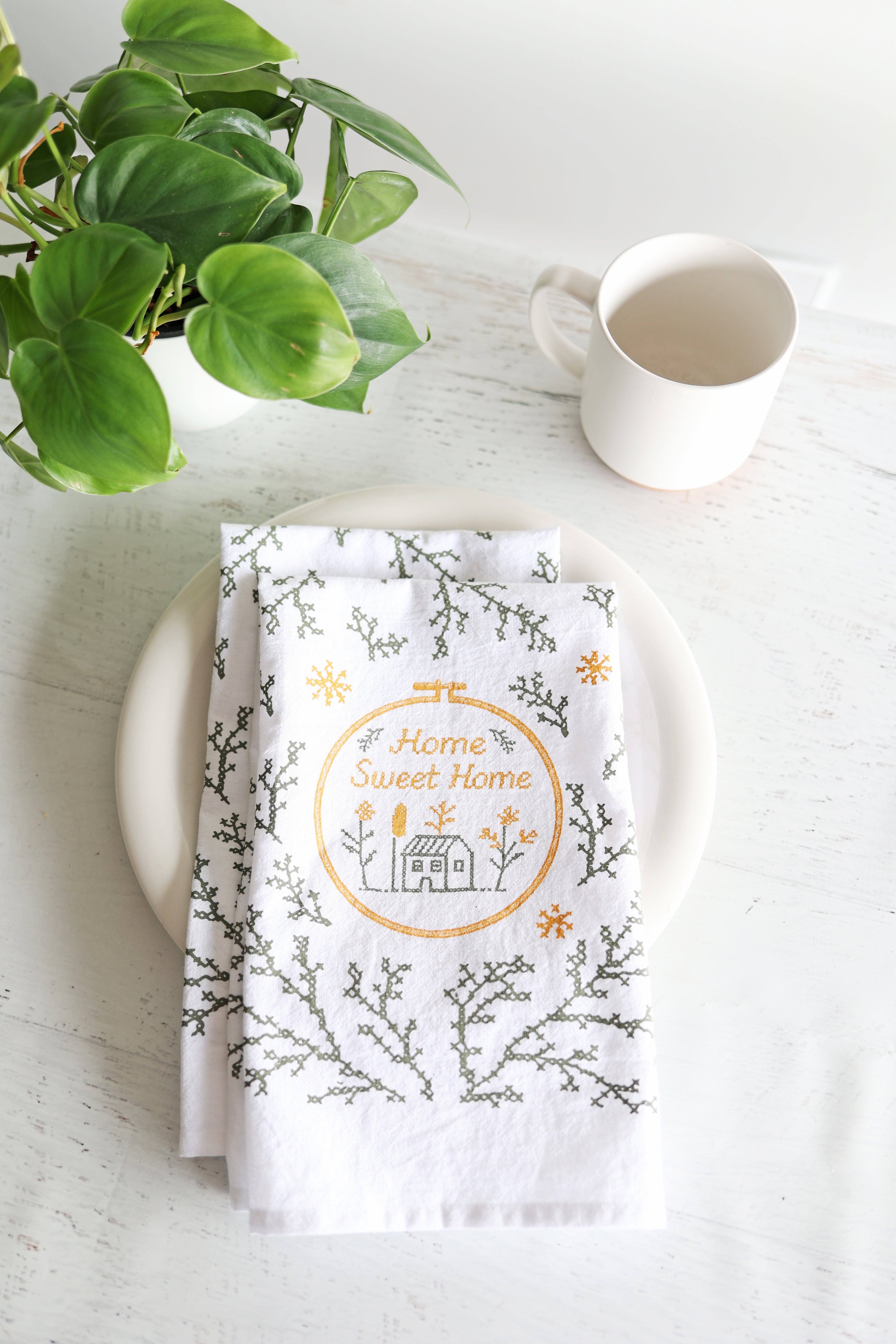 Home Sweet Home Cross-Stitch Tea Towel