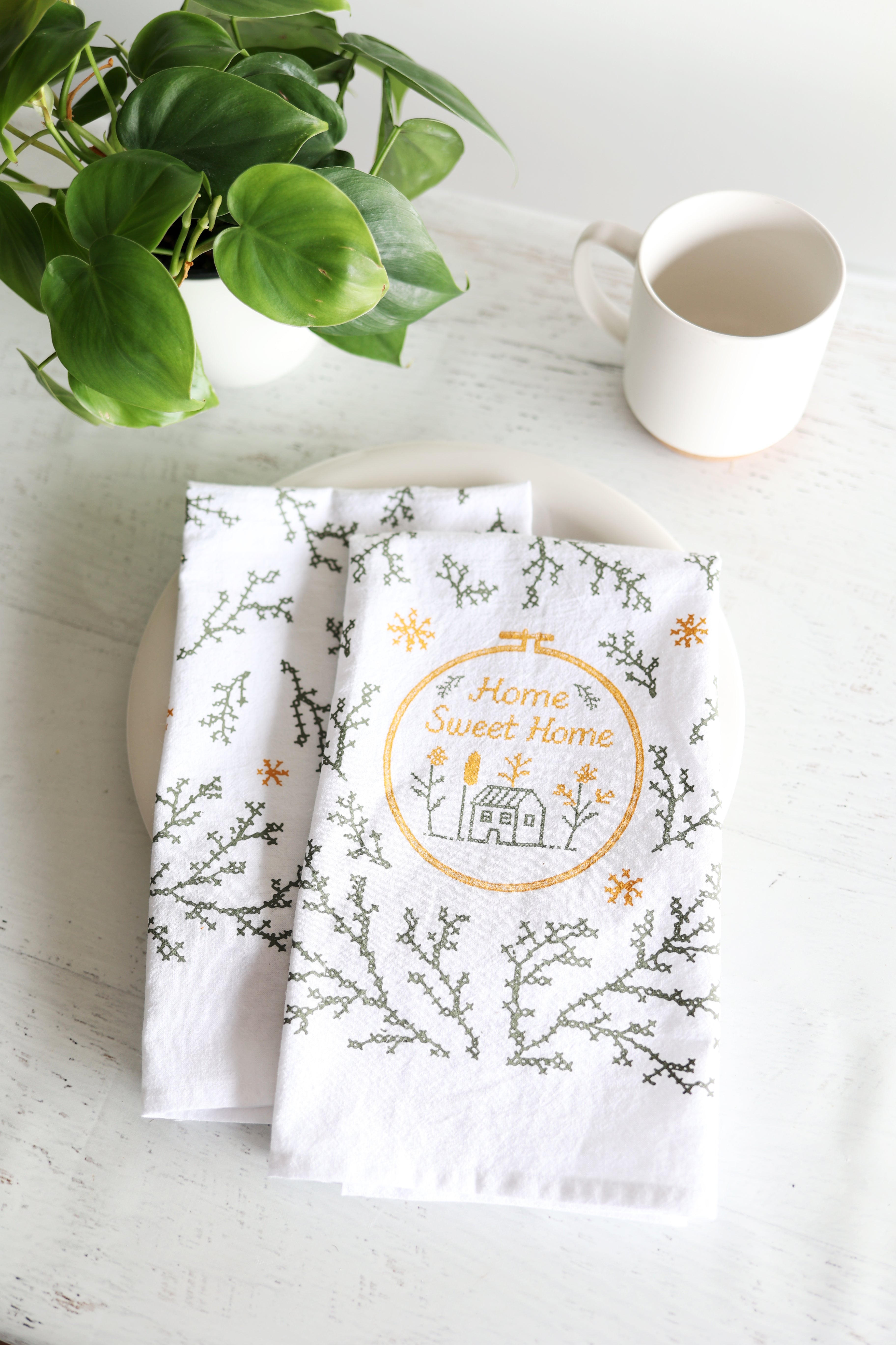 Home Sweet Home Cross-Stitch Tea Towel