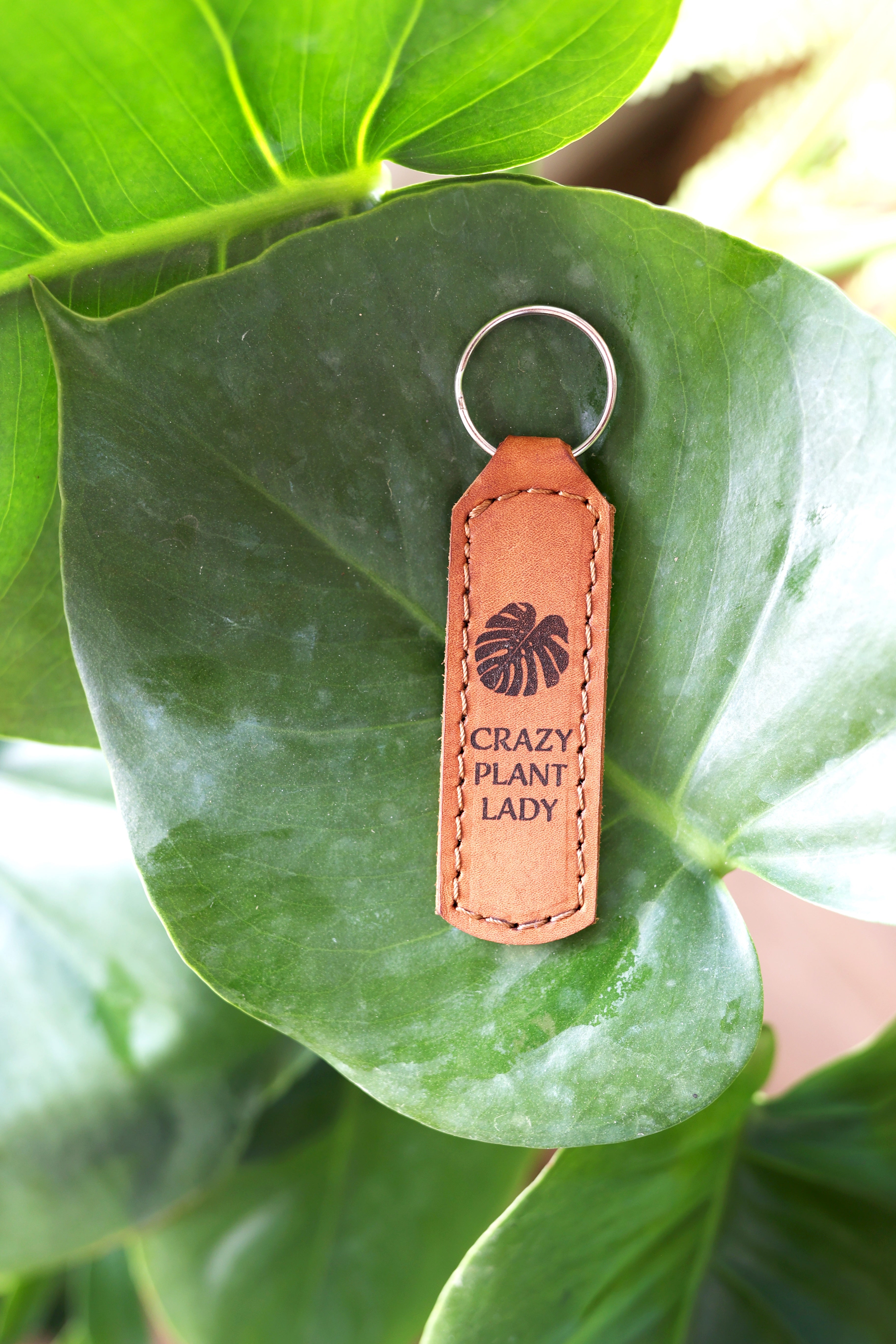 Crazy Plant Lady Leather Keychain