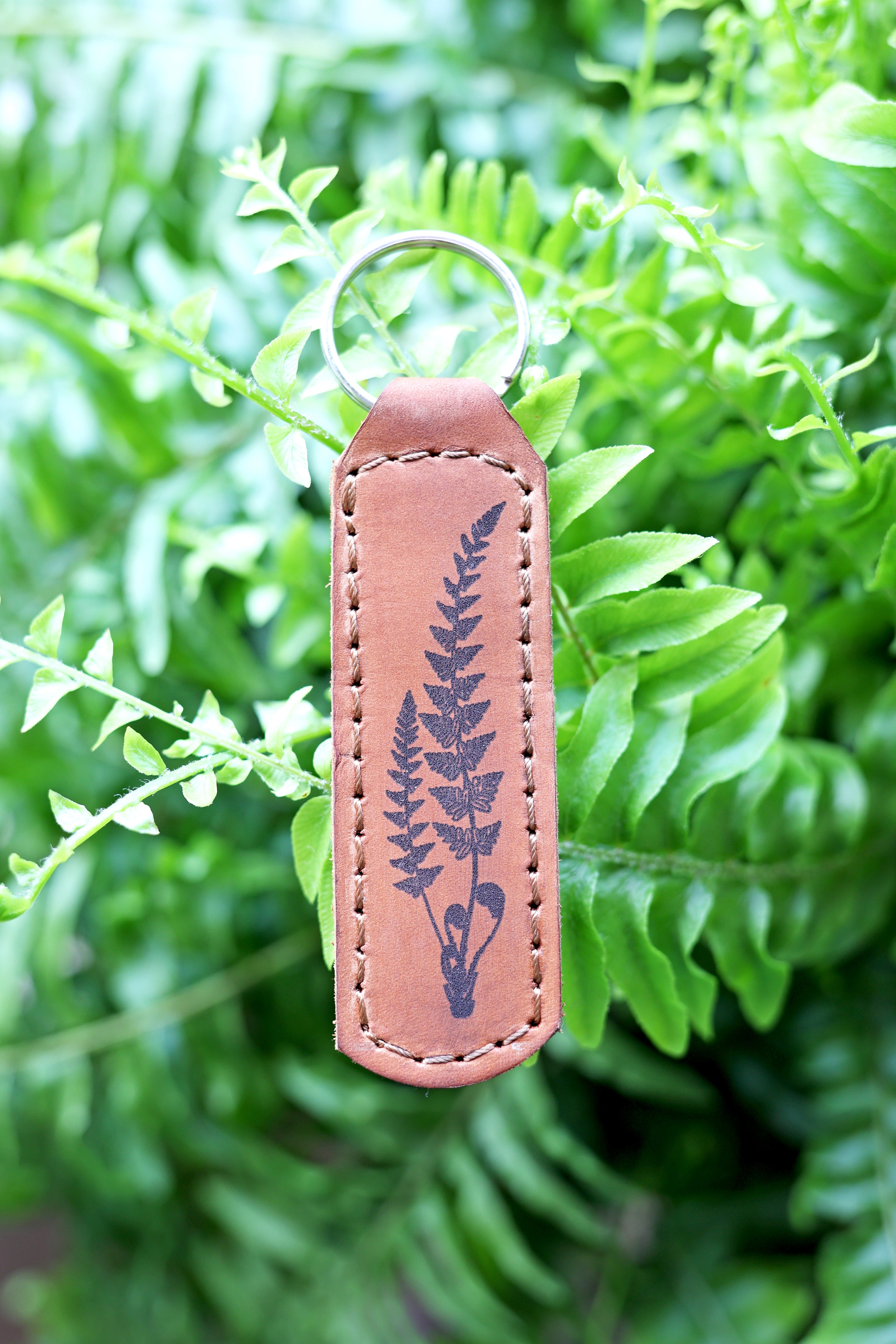 Fern Plant Leather Keychain