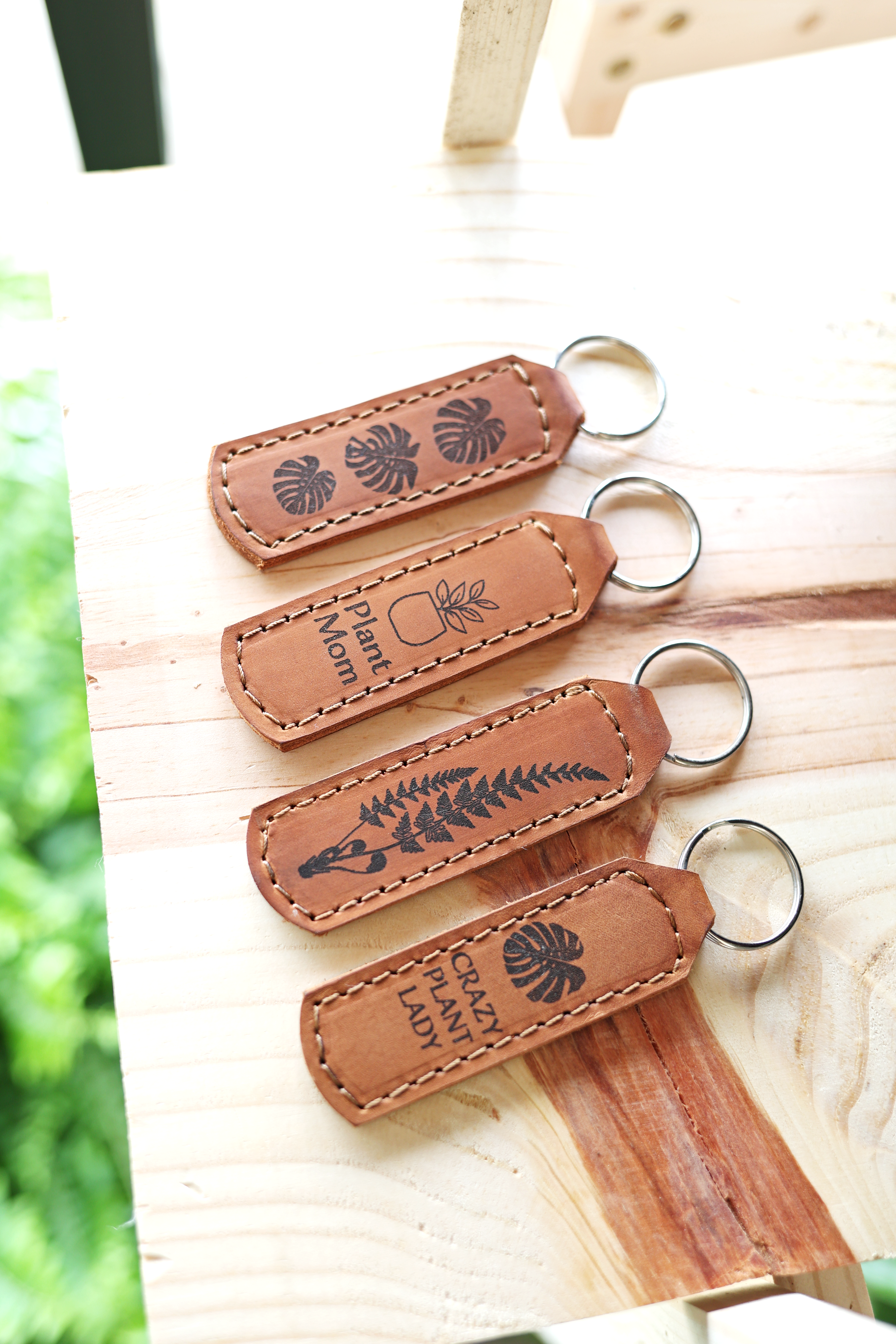 Fern Plant Leather Keychain