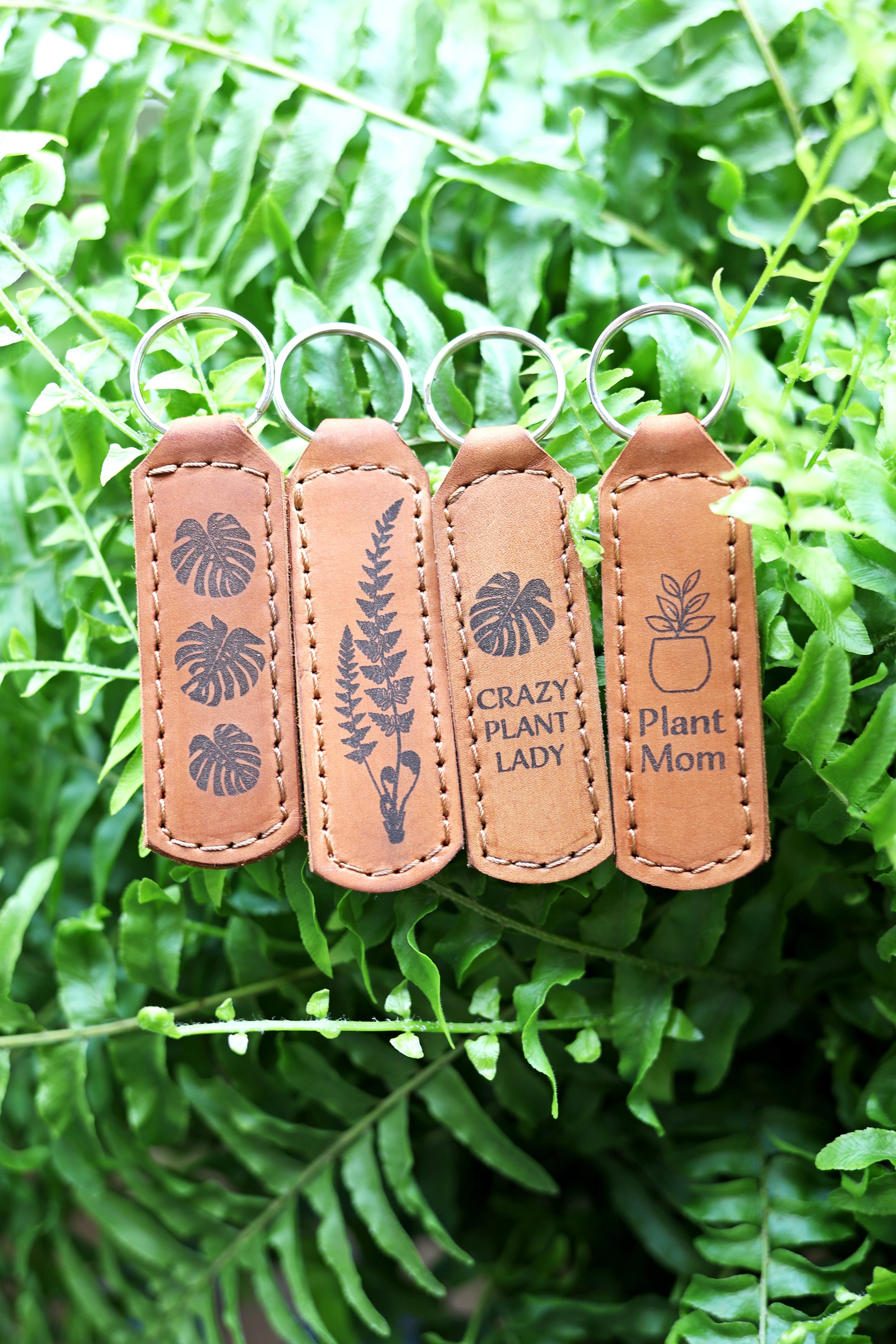 Fern Plant Leather Keychain