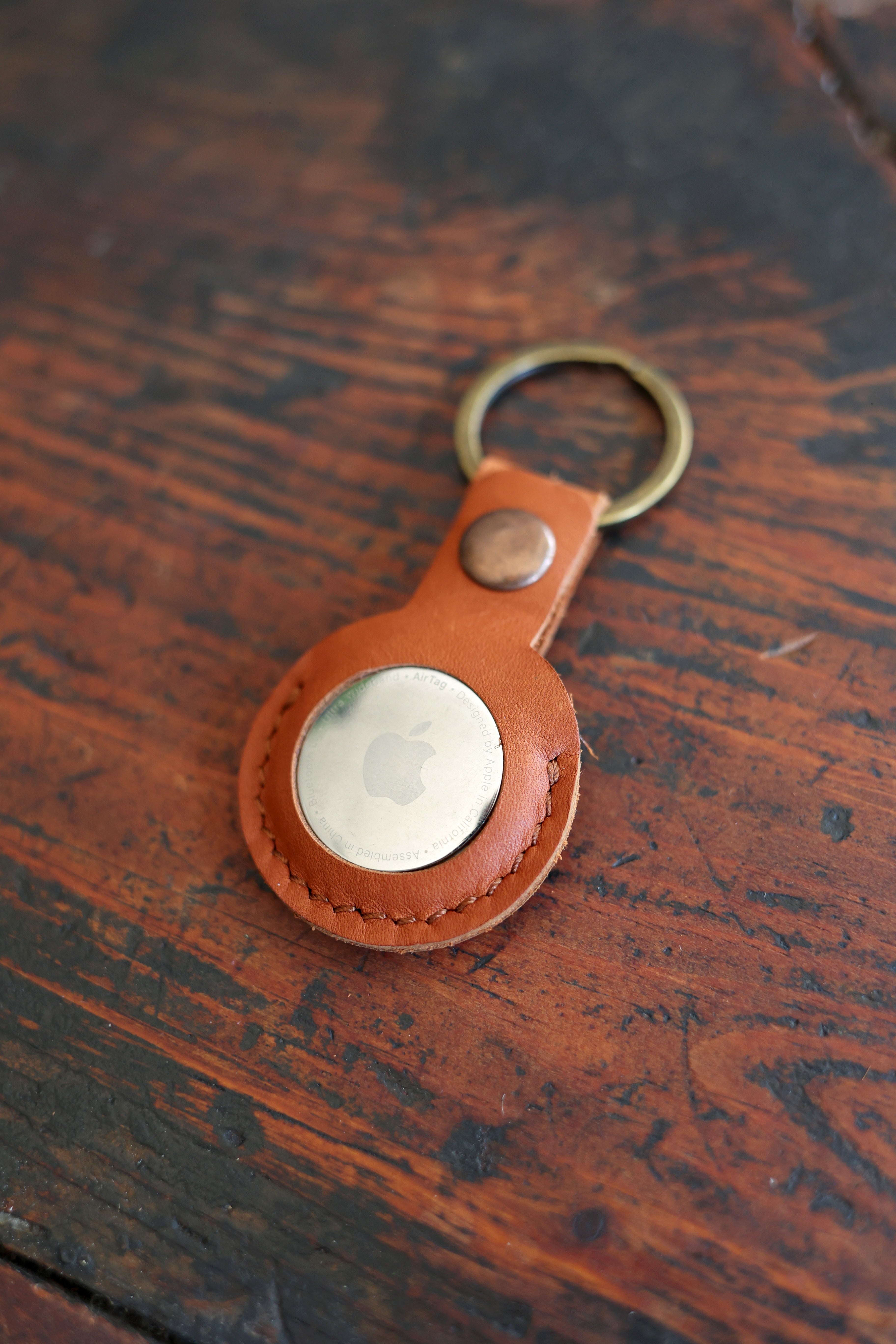 Air Tag Leather Keychain