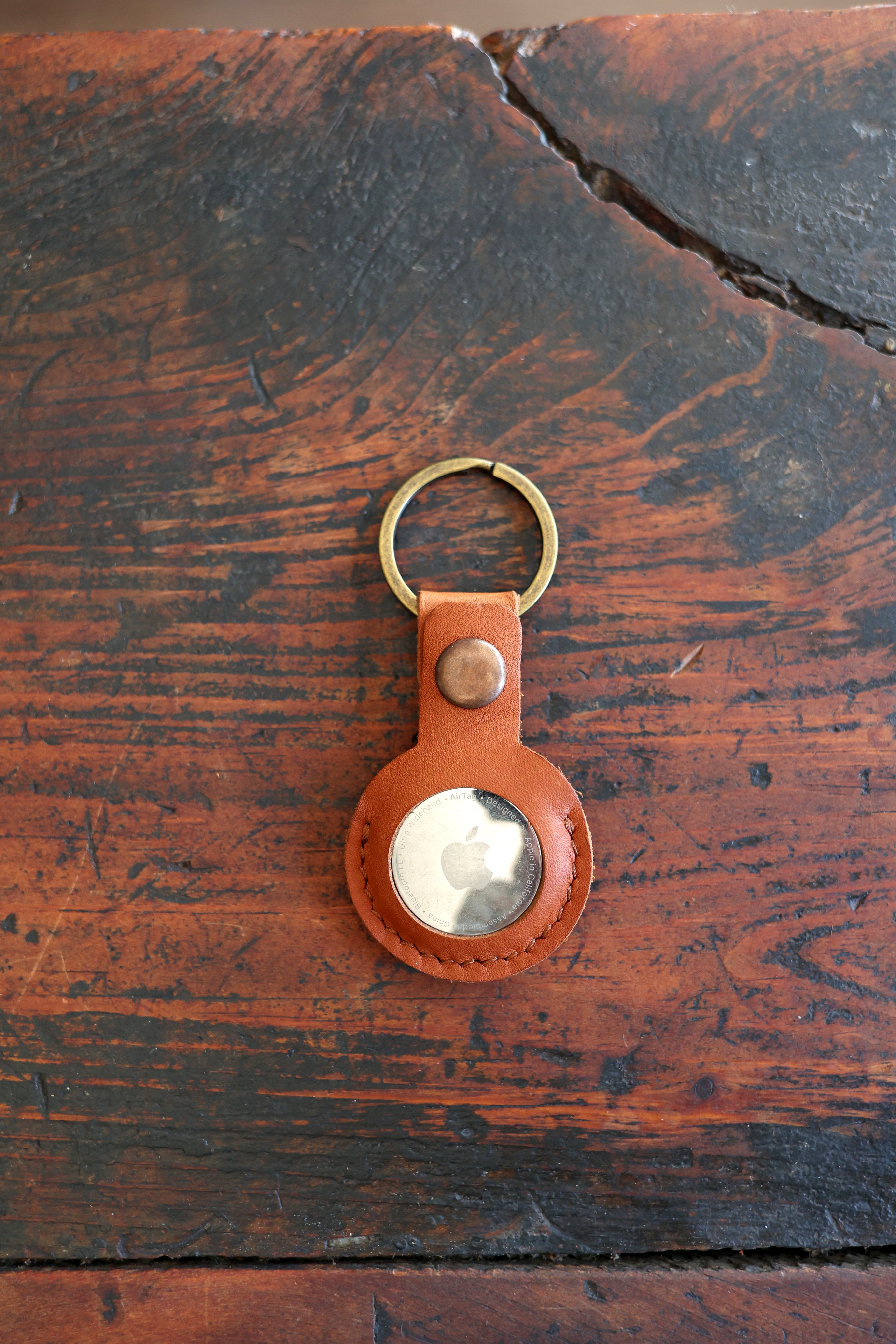 Air Tag Leather Keychain