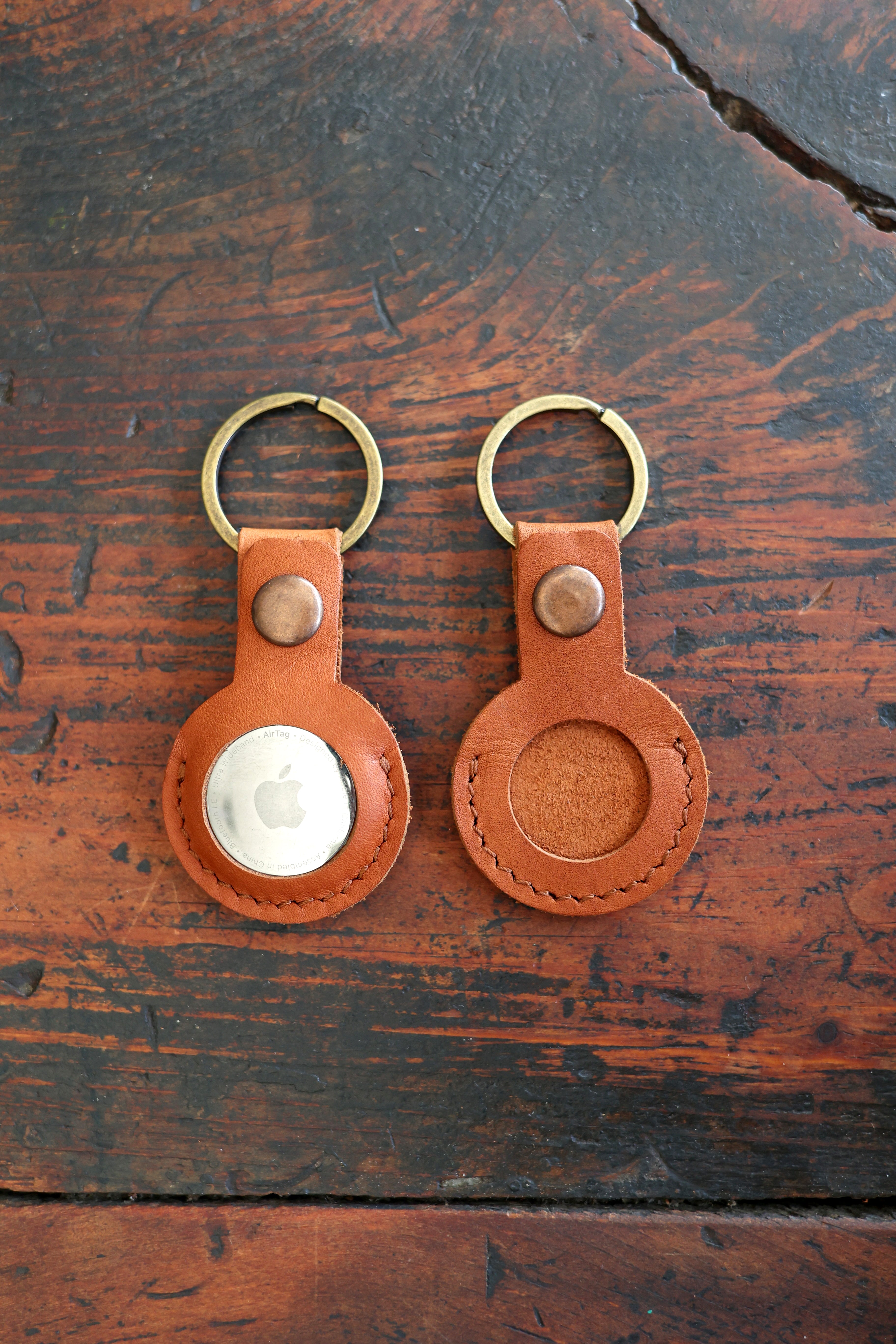 Air Tag Leather Keychain