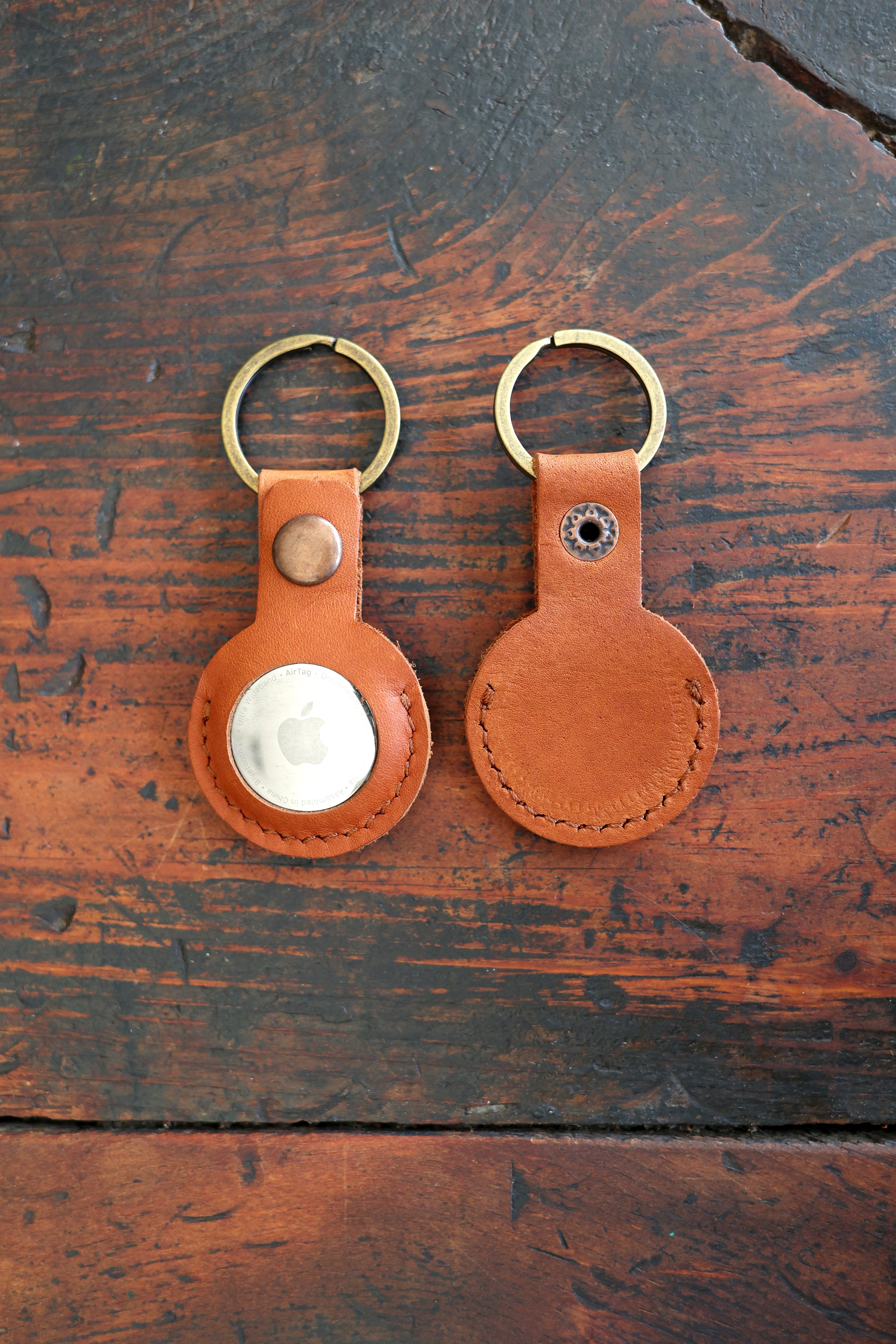 Air Tag Leather Keychain