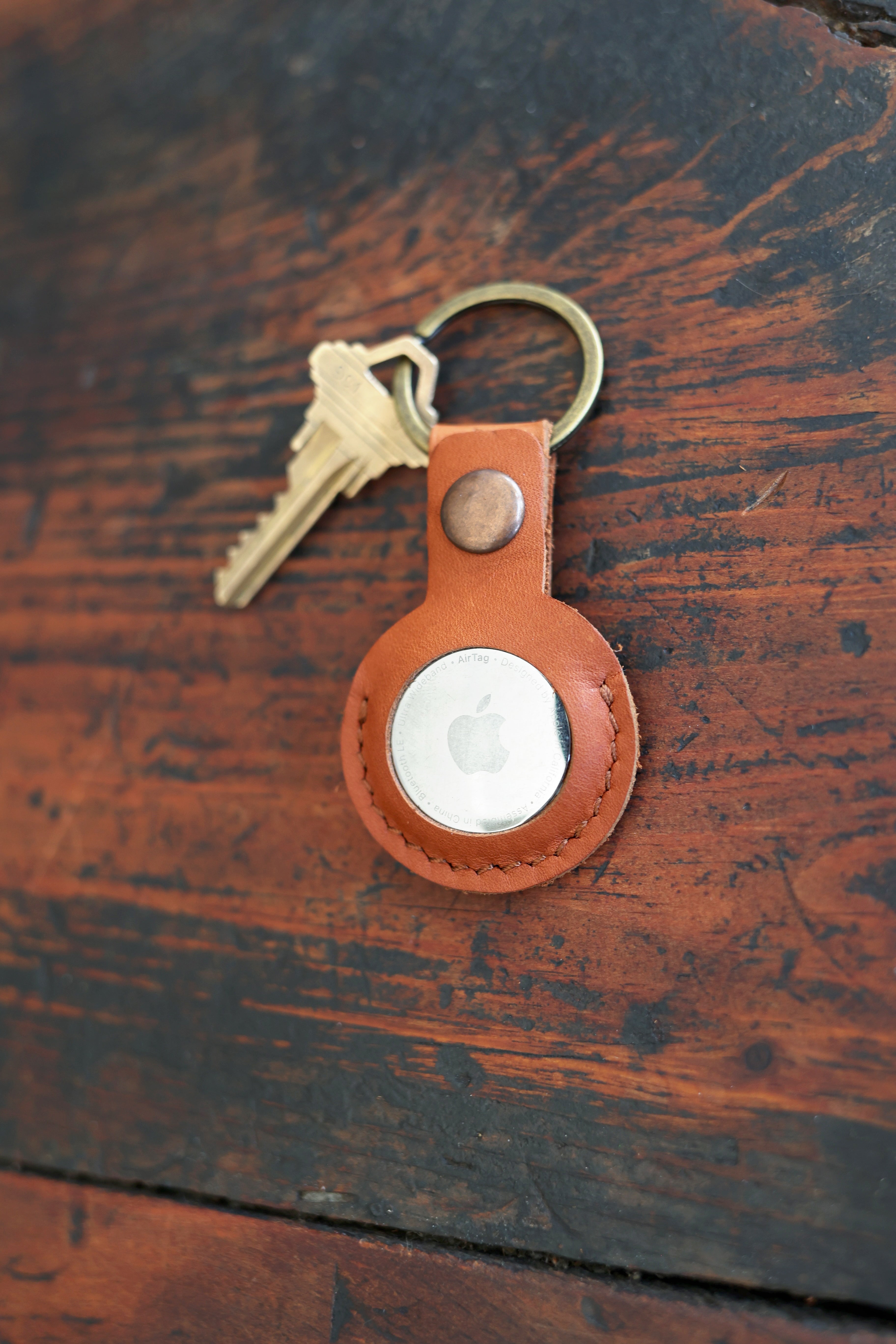 Air Tag Leather Keychain