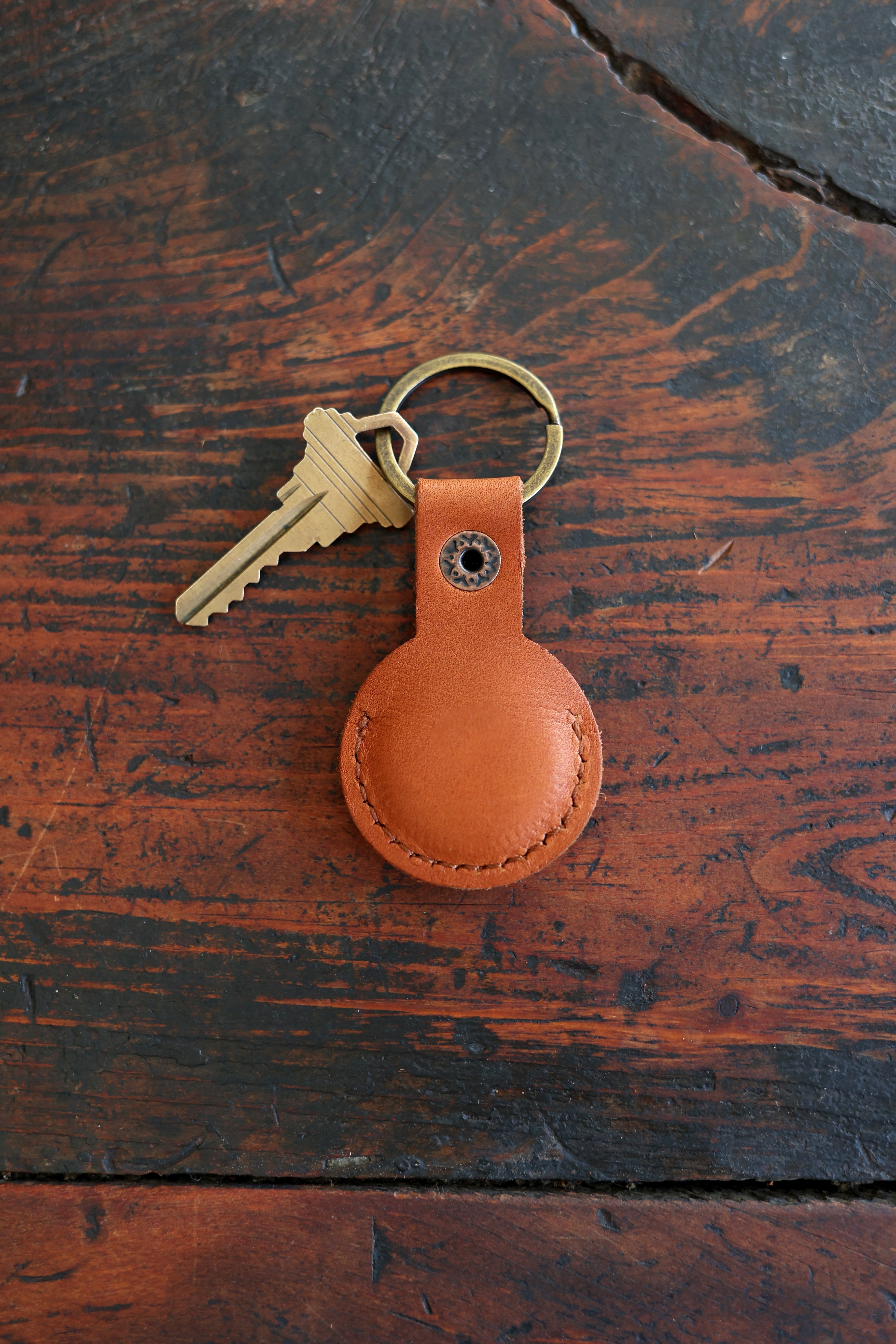 Air Tag Leather Keychain