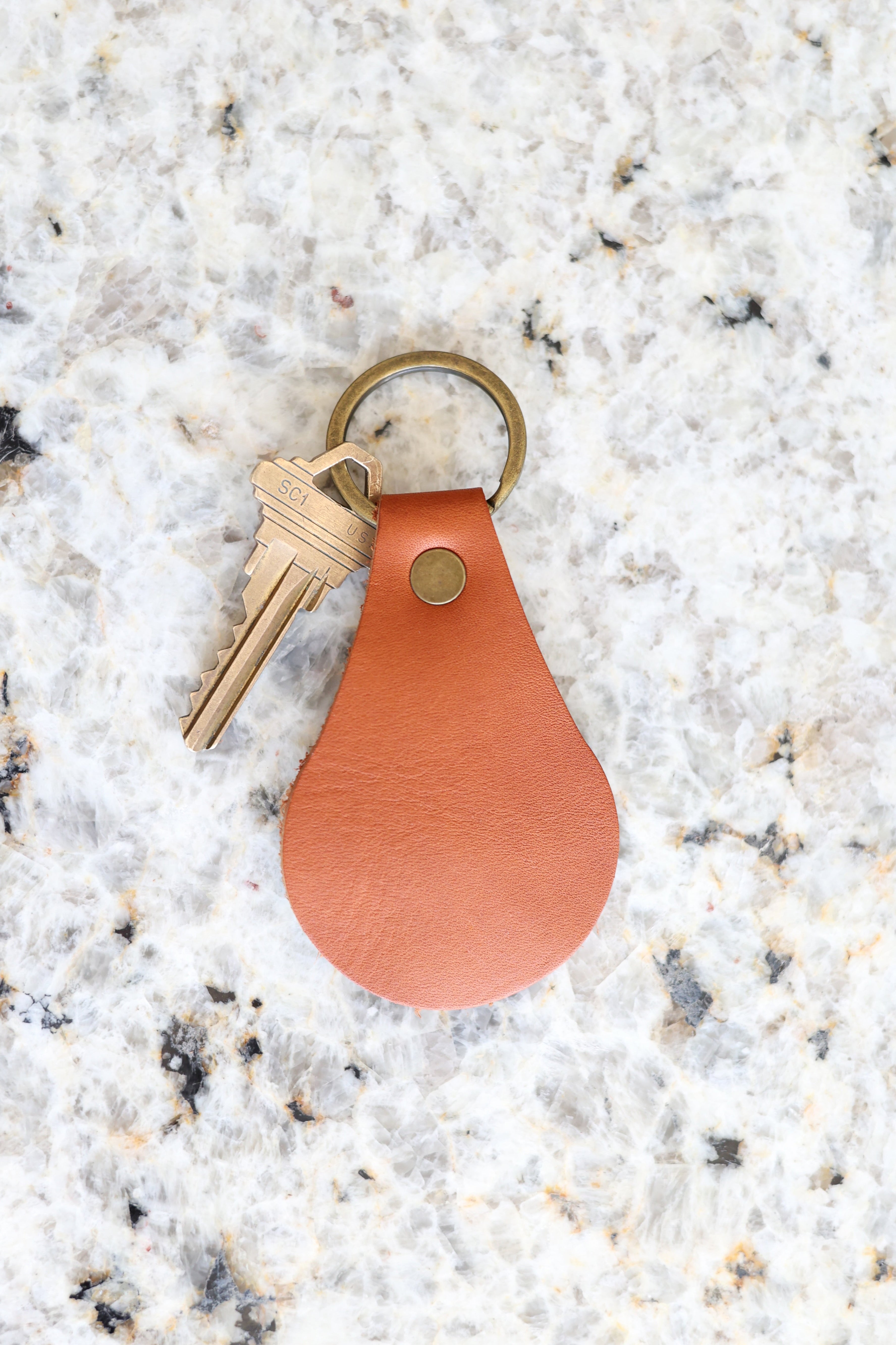 Custom Teardrop Leather Keychain