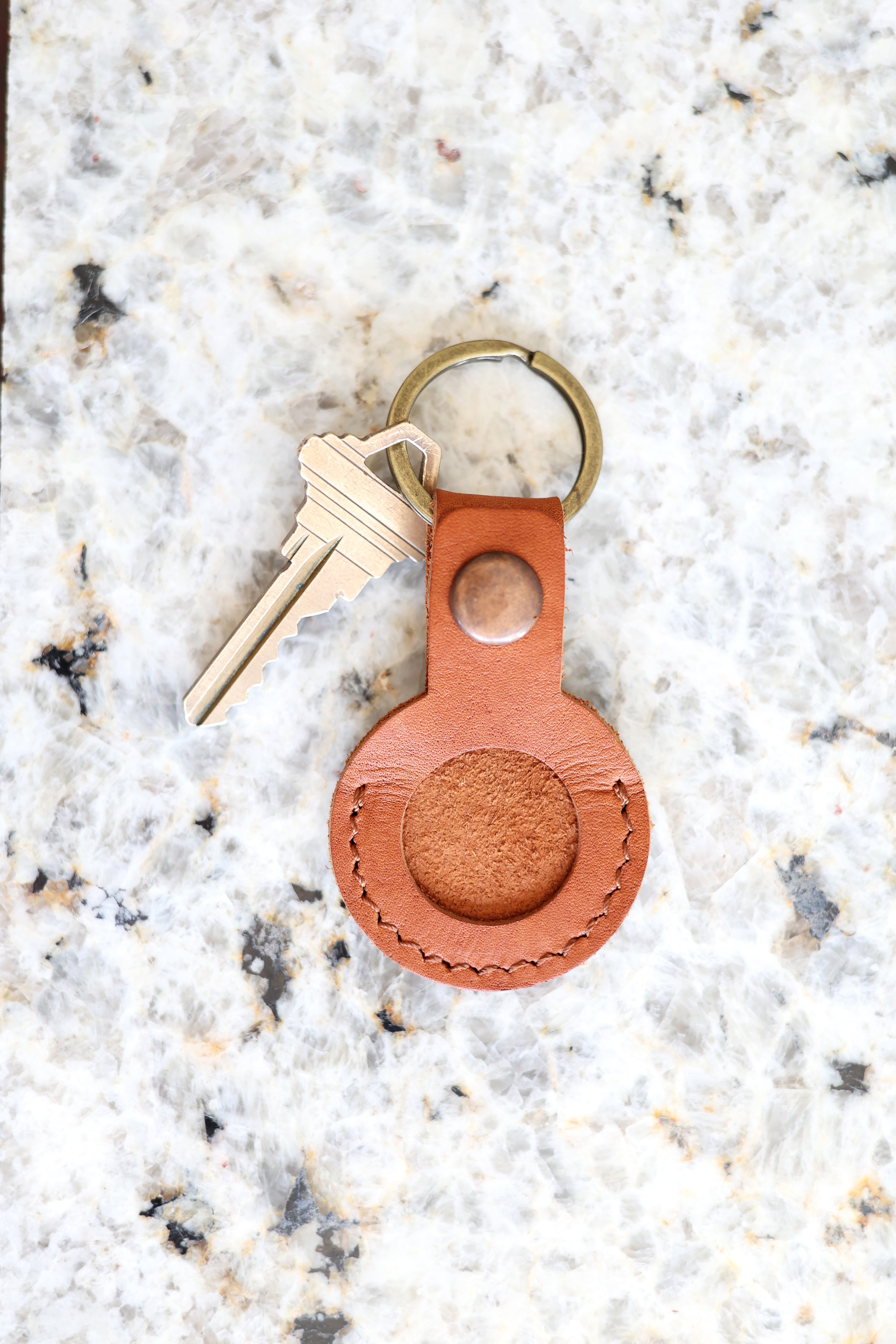 Air Tag Leather Keychain