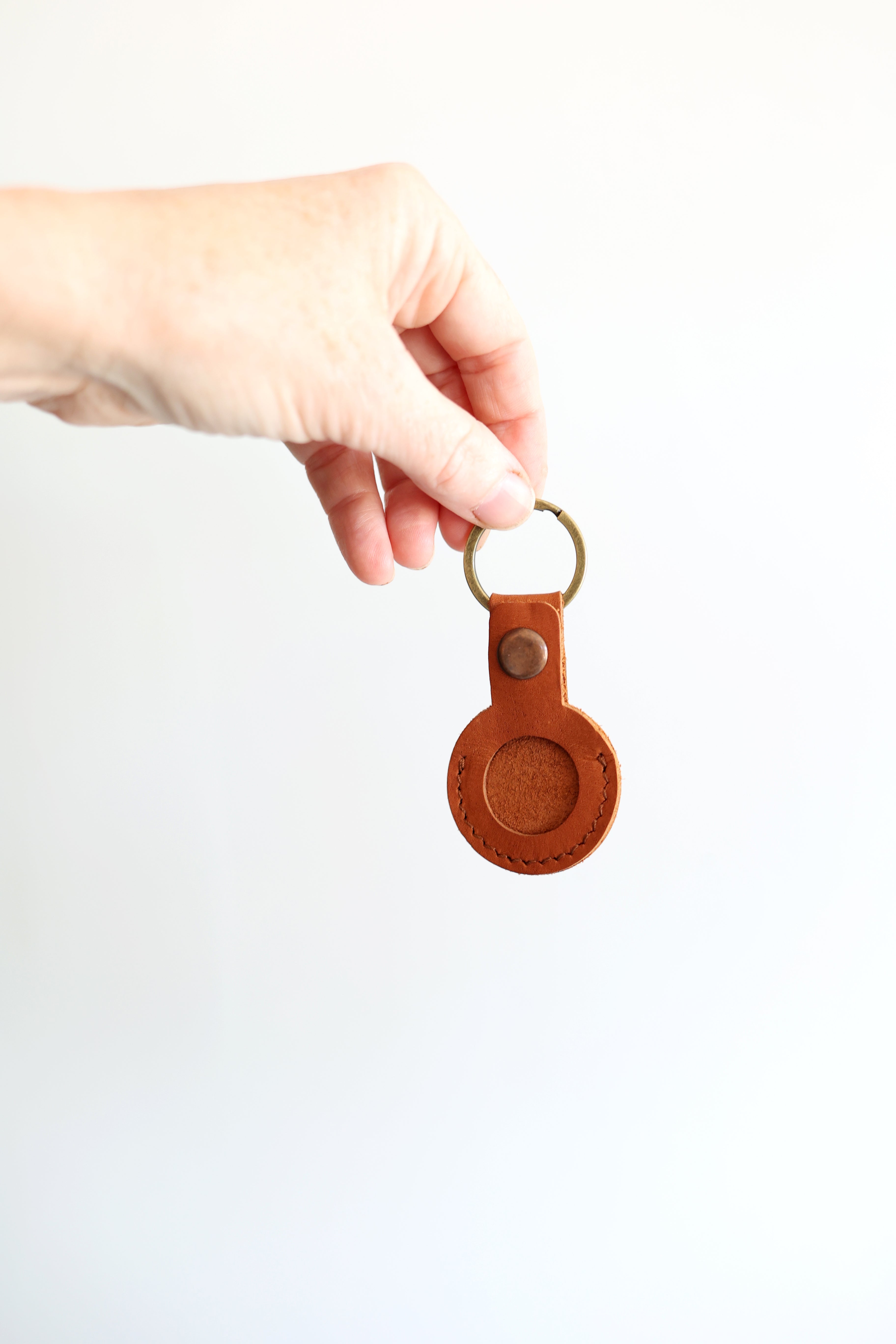 Air Tag Leather Keychain