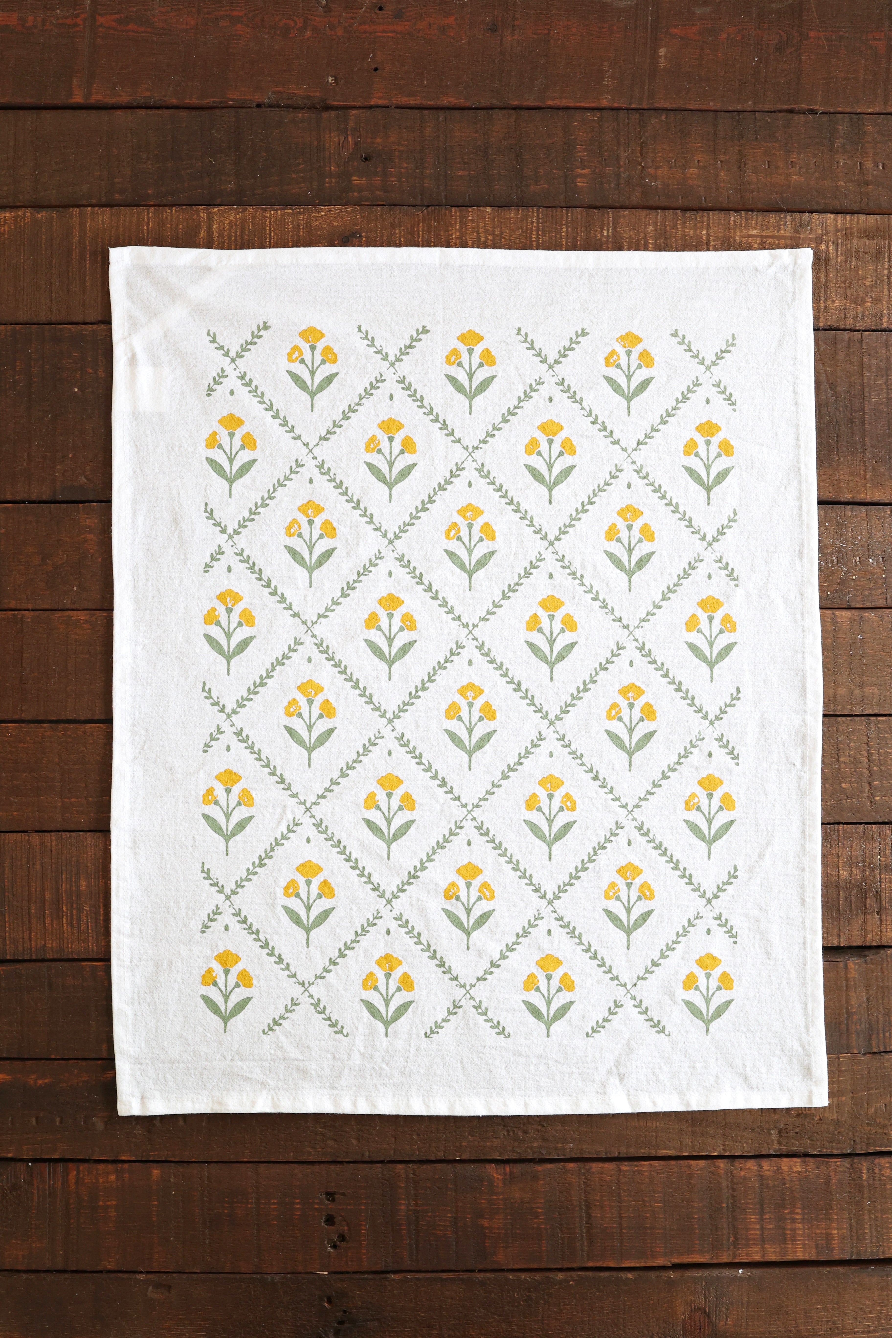 Golden Bloom Tea Towel