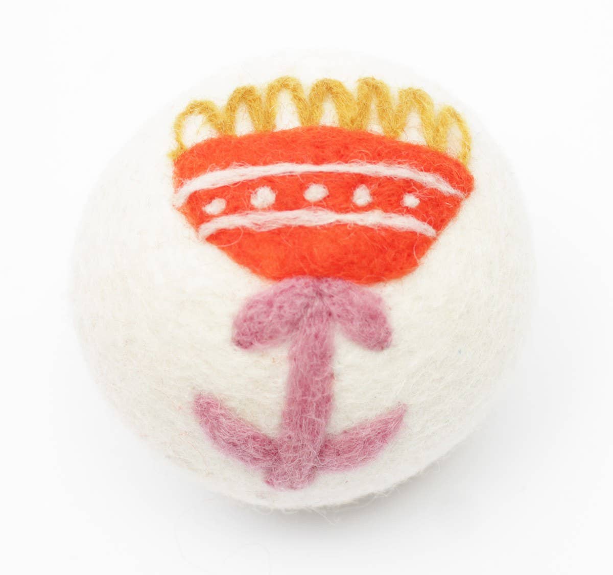Orange/Pink Flower: Eco Wool Dryer Ball
