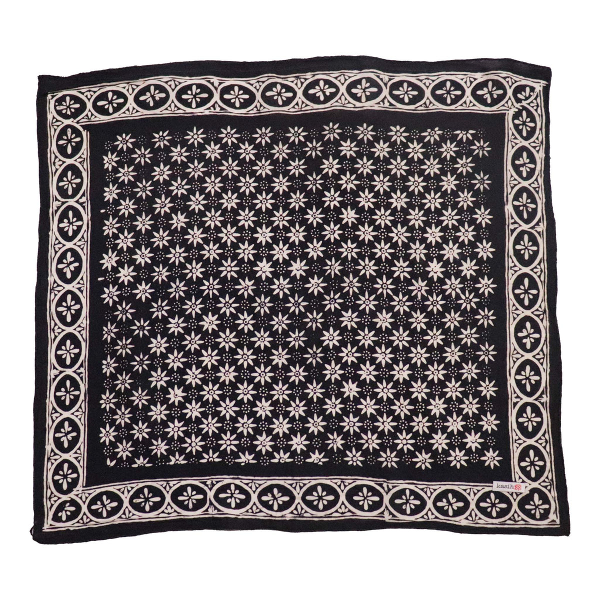 Hand Dyed Batik Bandana, 100% Soft Cotton, Black Mirage