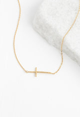 Gold Radiant Cross Necklace