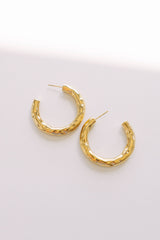 Elondo Hammered Gold Hoop Earrings