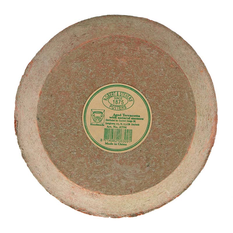 Large Aged Terracotta Saucer with Elevated Lip