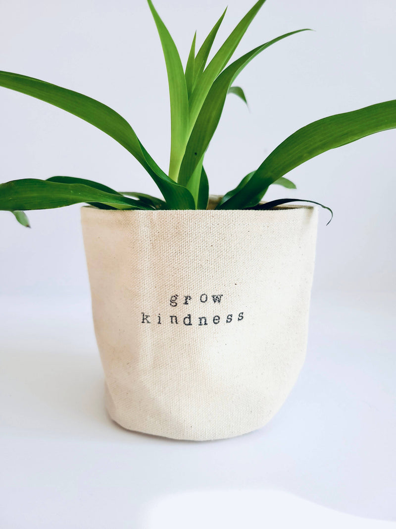 Grow Kindness Canvas Plant Pot Cover