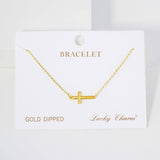 Religious-Theme Sideways Cross Chain Bracelet