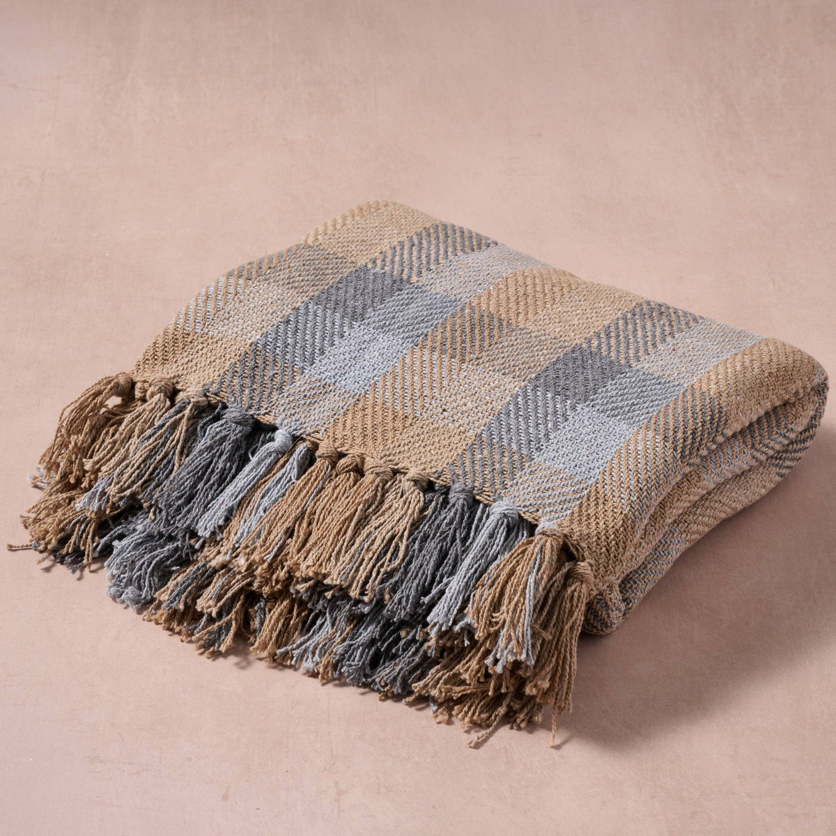 Naya Recycled Blanket - Gray, Tan, Blue
