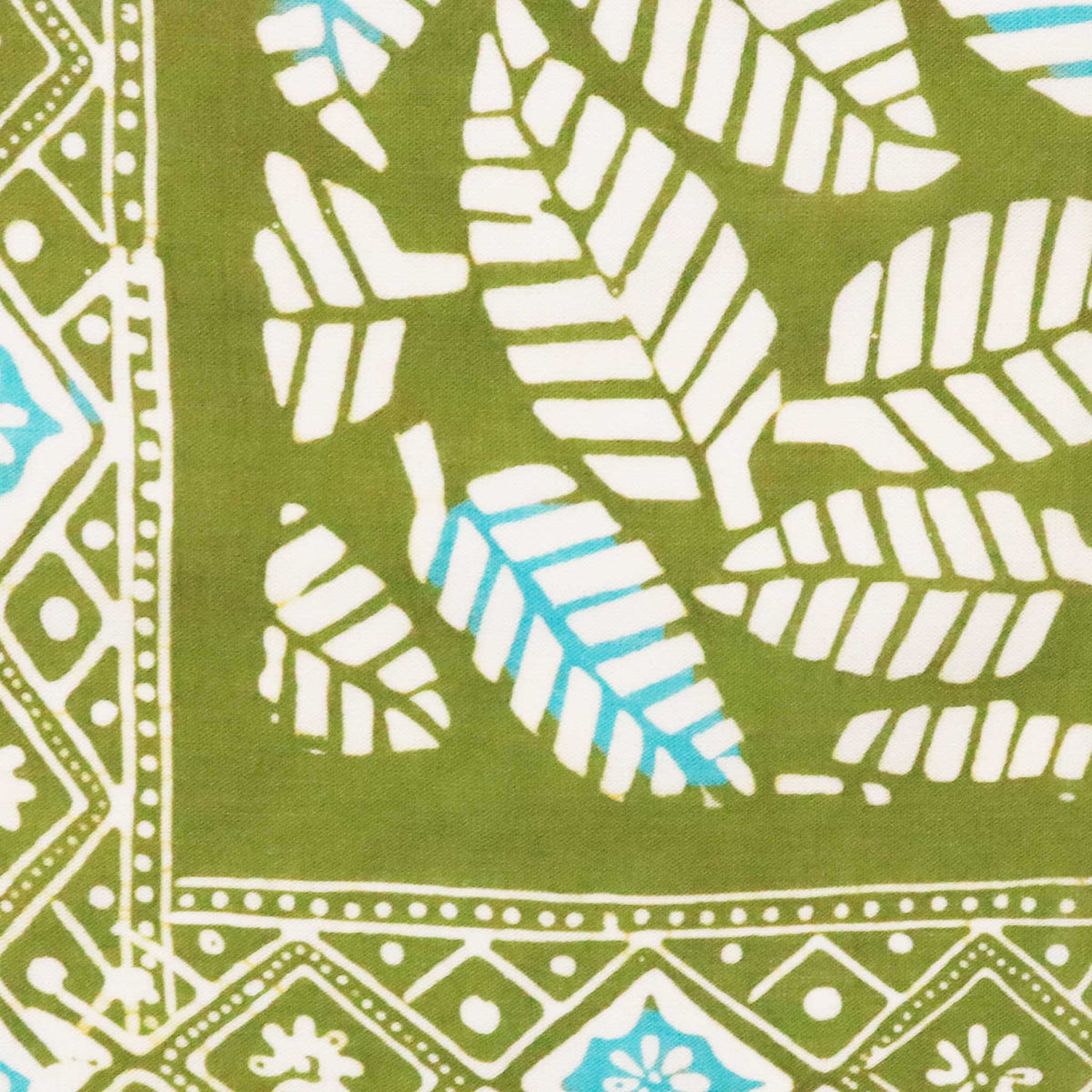 Batik Bandana, Coffee leaf green, lightweight 100% cotton soft, hand dyed hand printed
