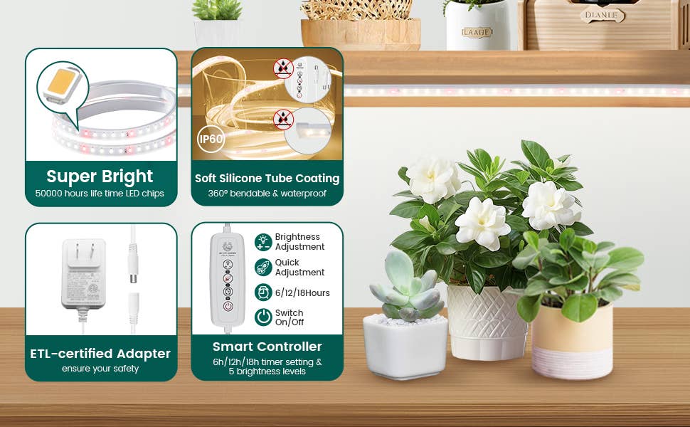 Houseplant Grow Light Strips | 3 Pack | Flex Grow