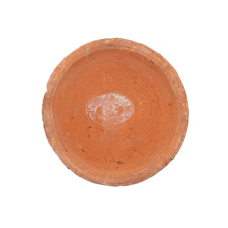 Small Aged Terracotta Saucer with Elevated Lip