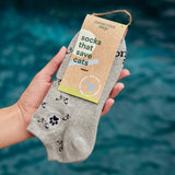 Gray Cats - Ankle Socks that Save Cats