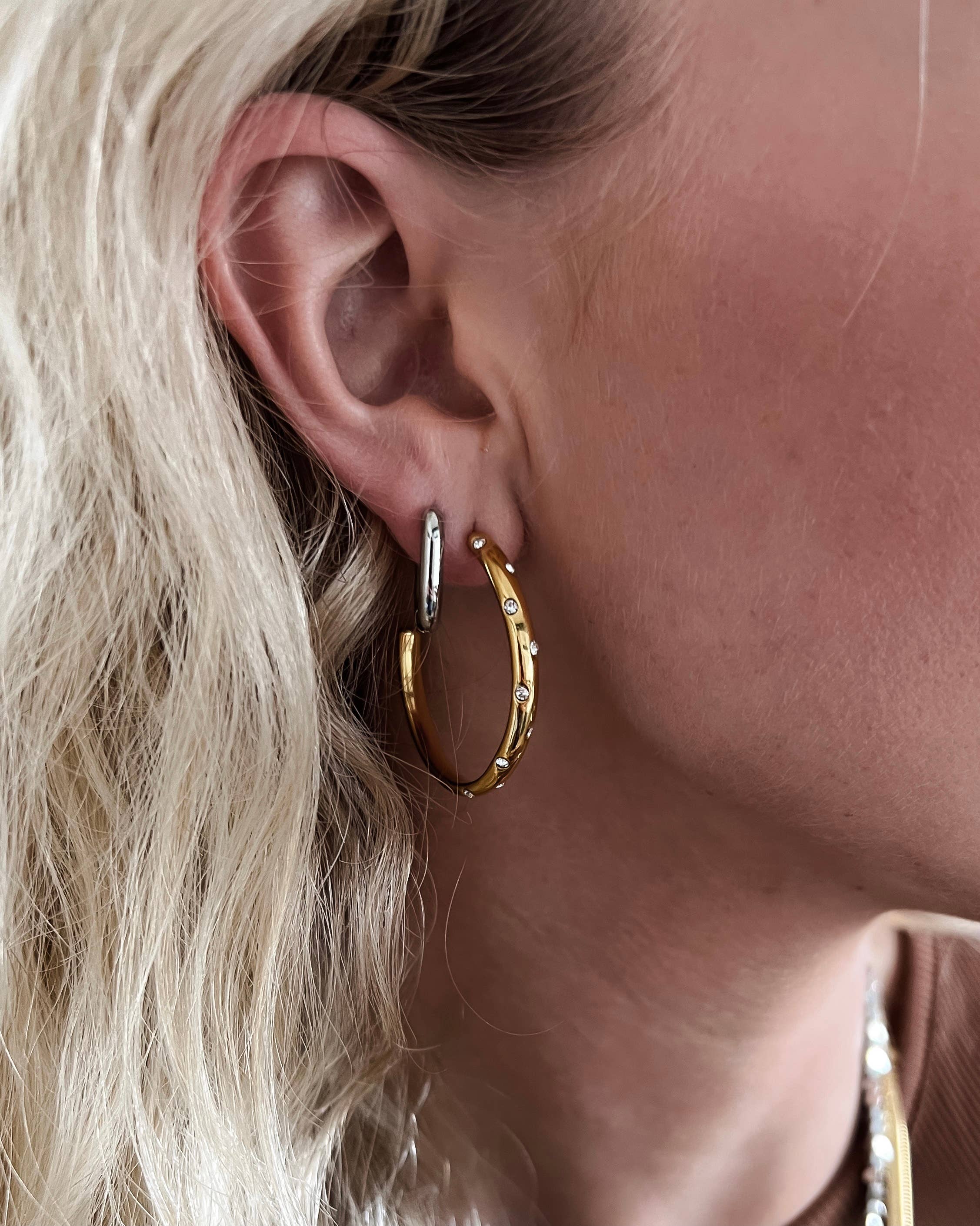 Elisha Diamond Crystal Hoop Earrings
