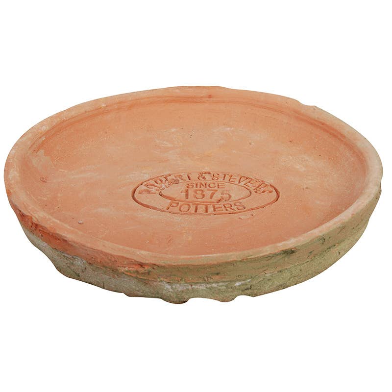 Large Aged Terracotta Saucer with Elevated Lip