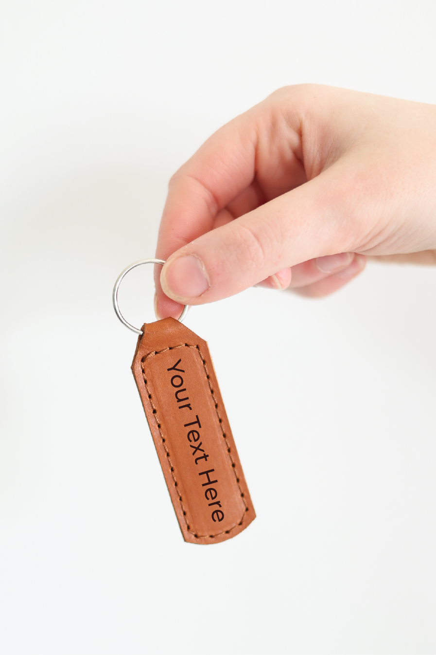 Custom Cognac Leather Keychain