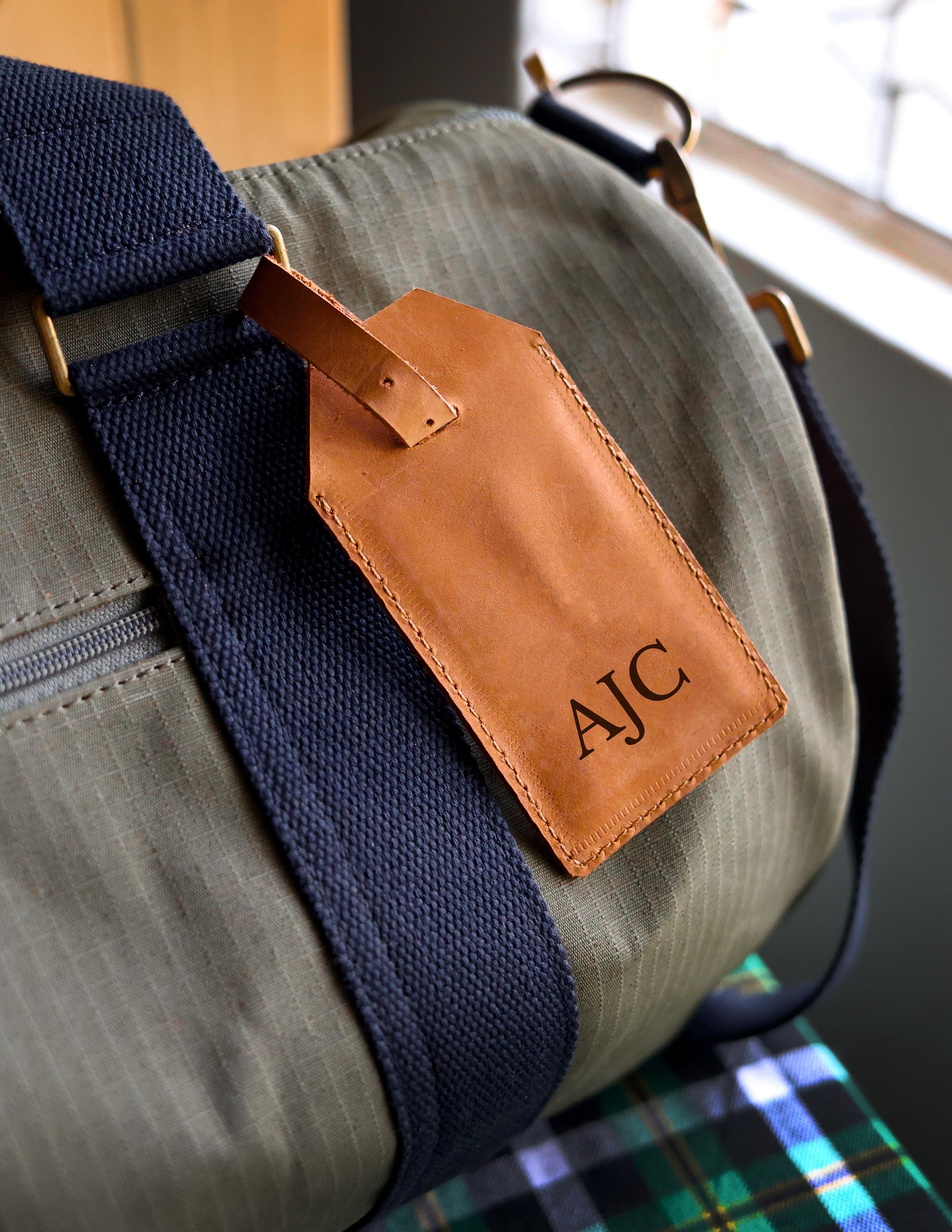 Custom Cognac Luggage Tags