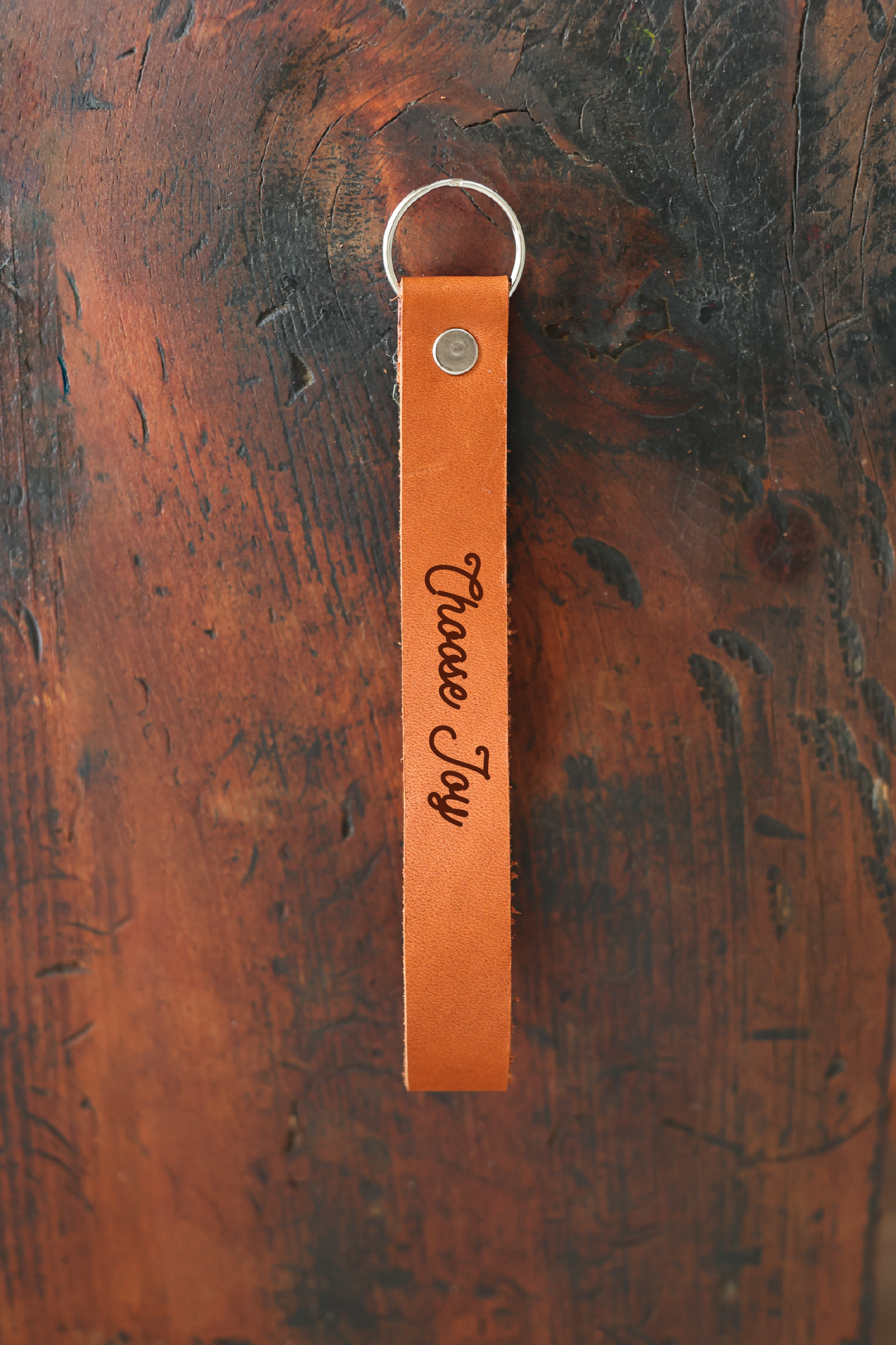 Choose Joy Wristlet Engraved Leather