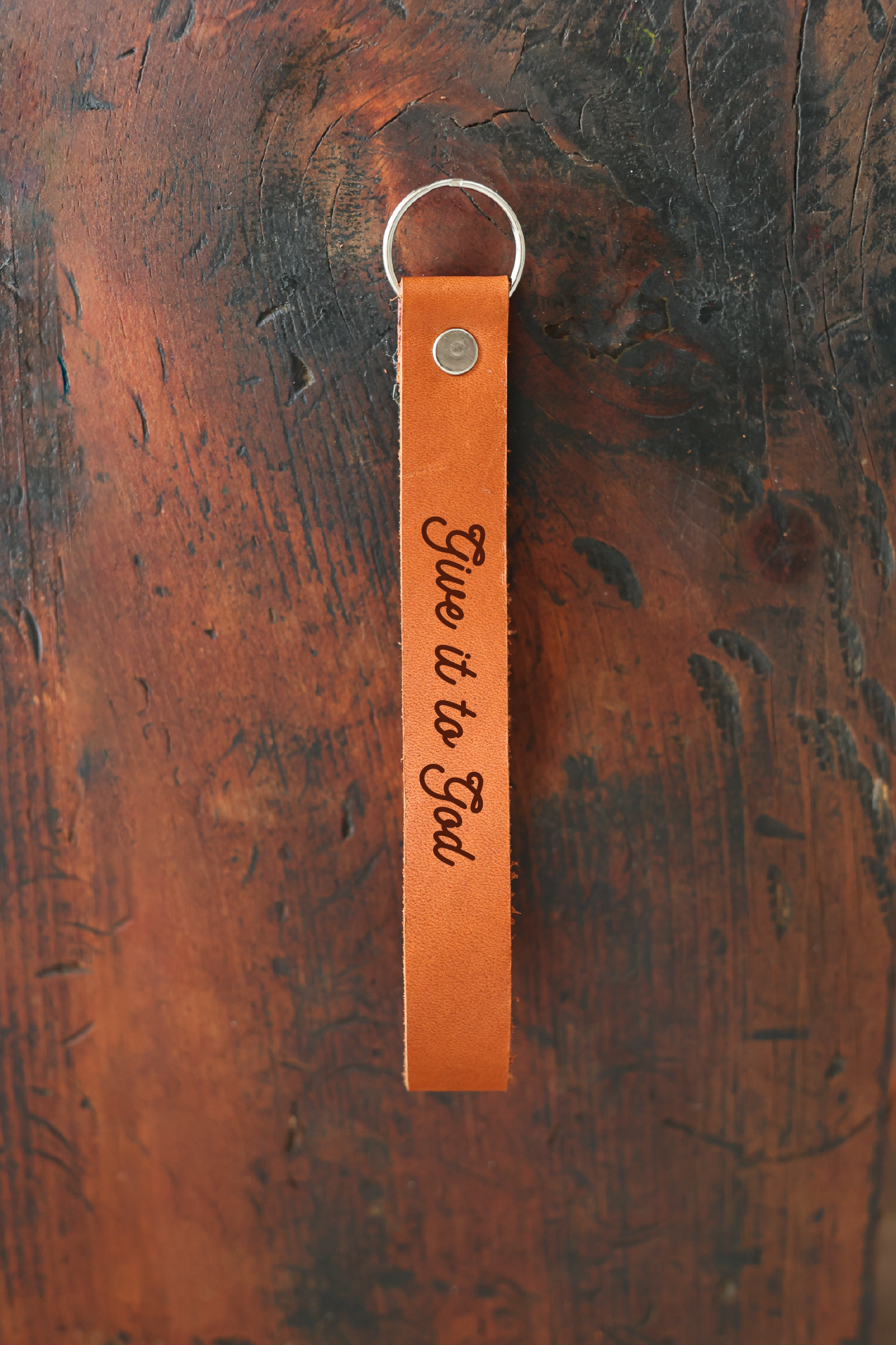 Give It To God Wristlet Engraved Leather