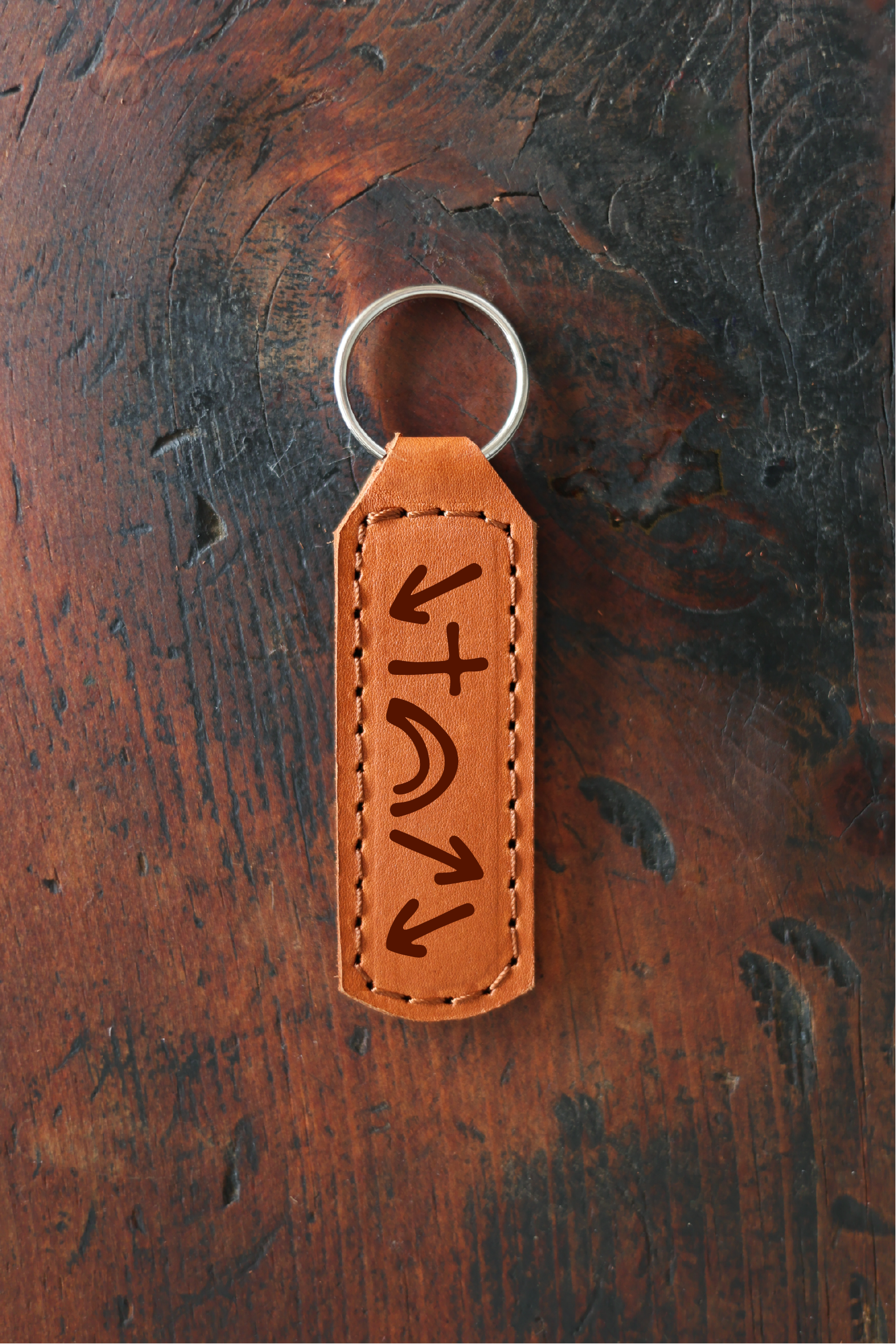 Gospel Symbols Keychain Engraved Leather