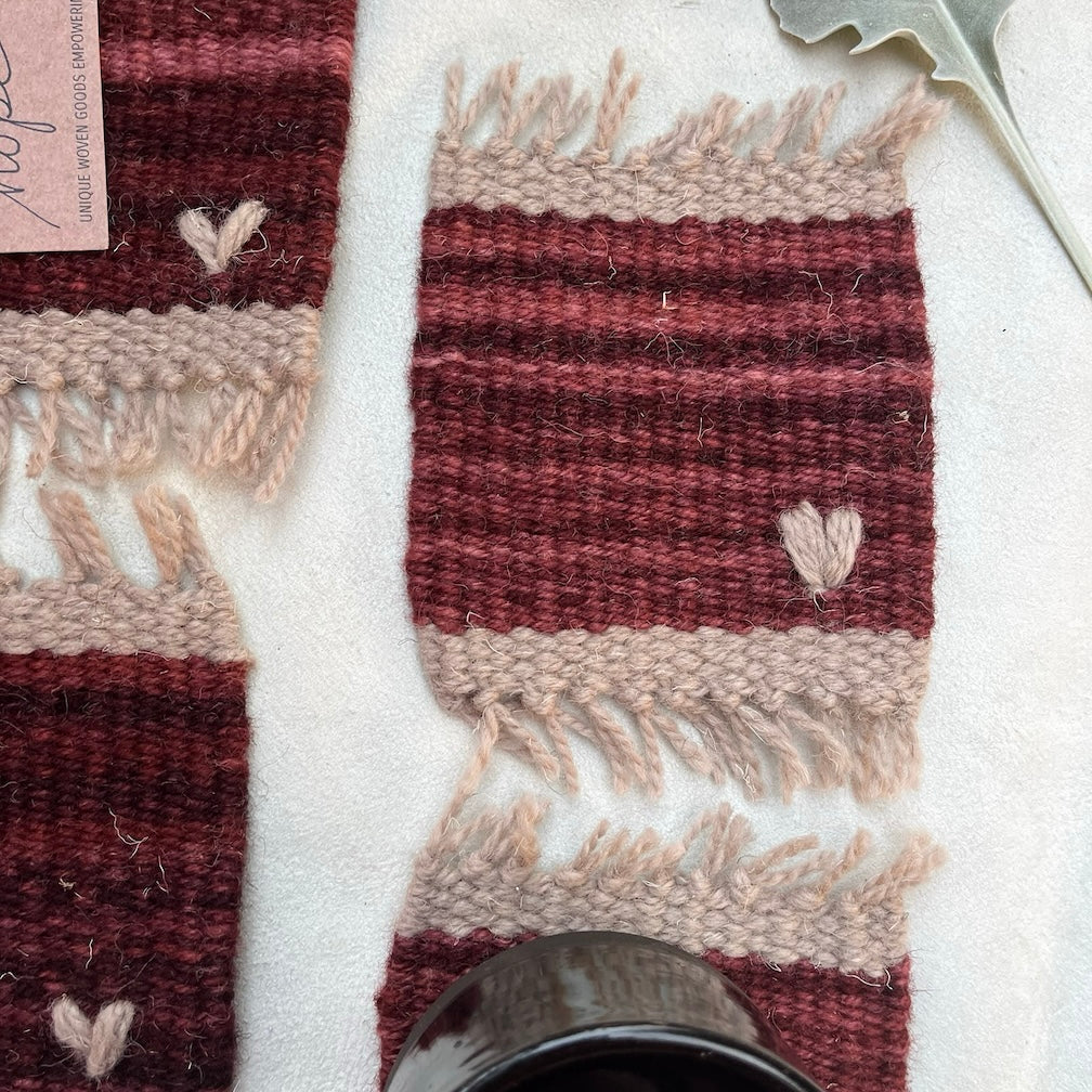 Coaster Set-Red with Heart