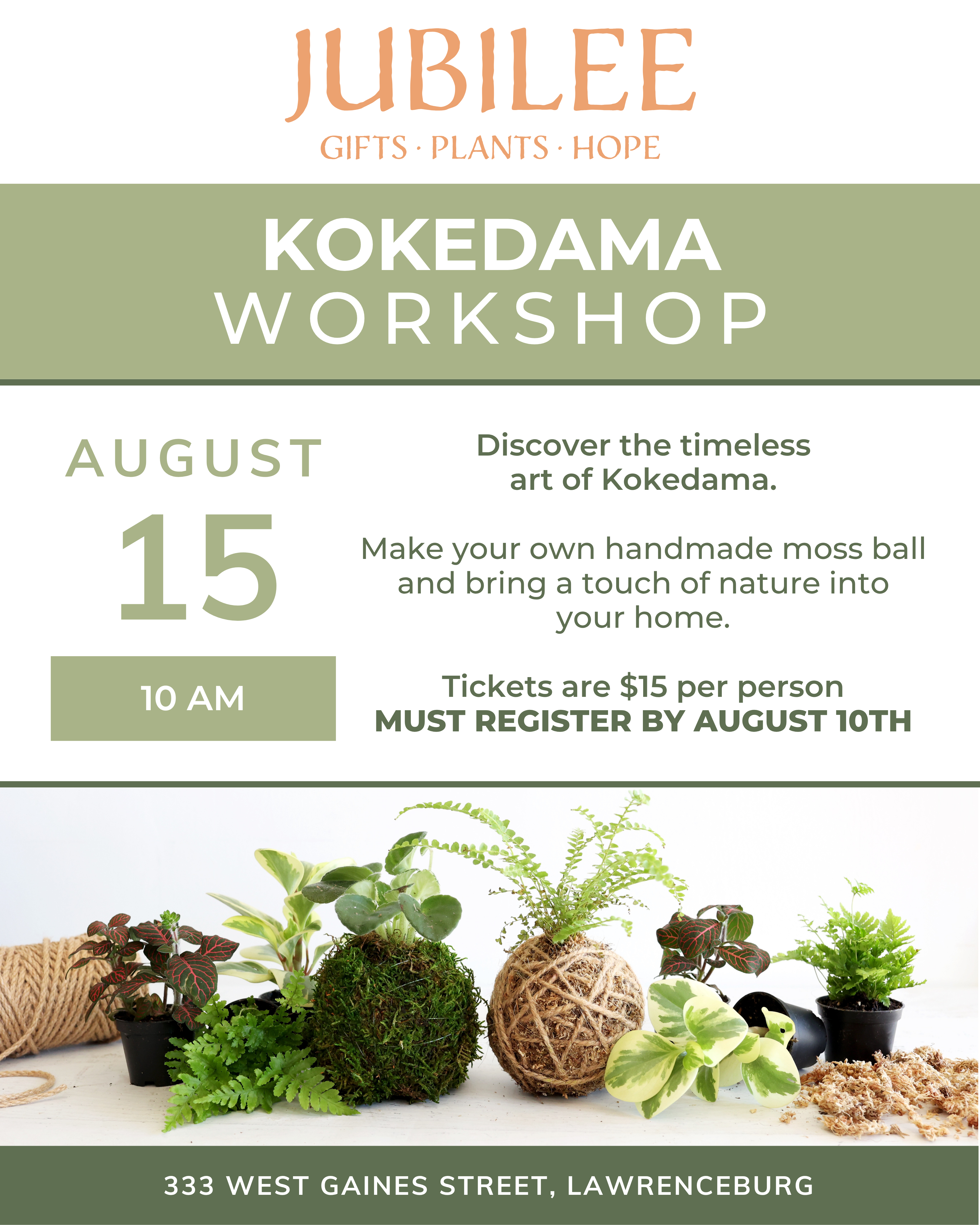 Kokedama Workshop | August 15th @ 10AM