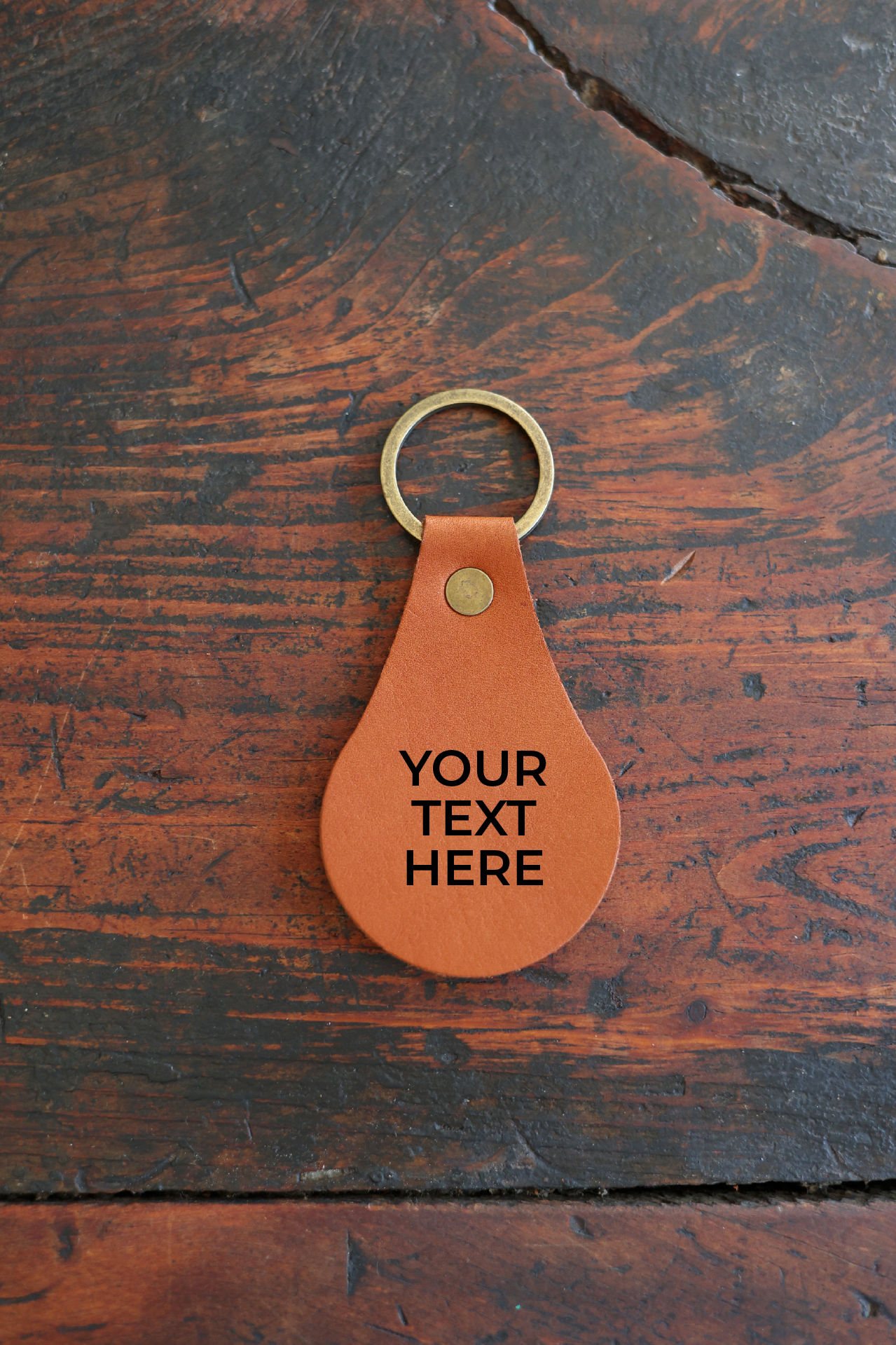 Custom Teardrop Leather Keychain