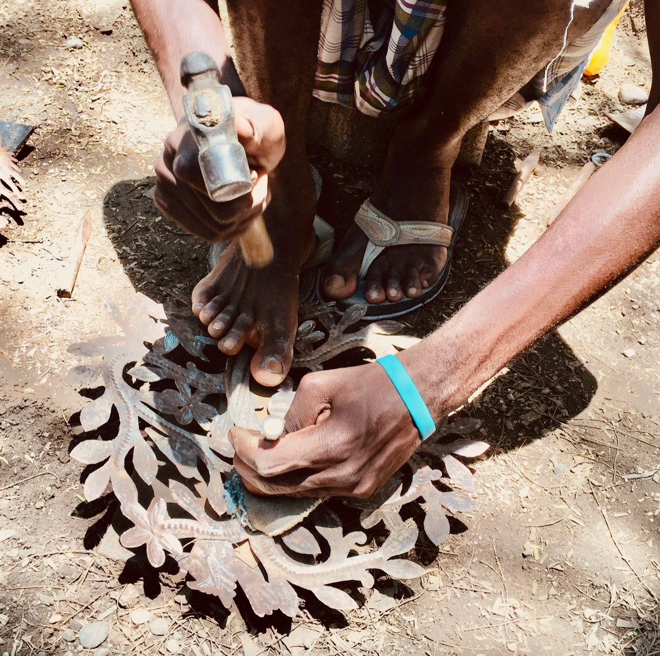 Hello Recycled Metal Wall Decor