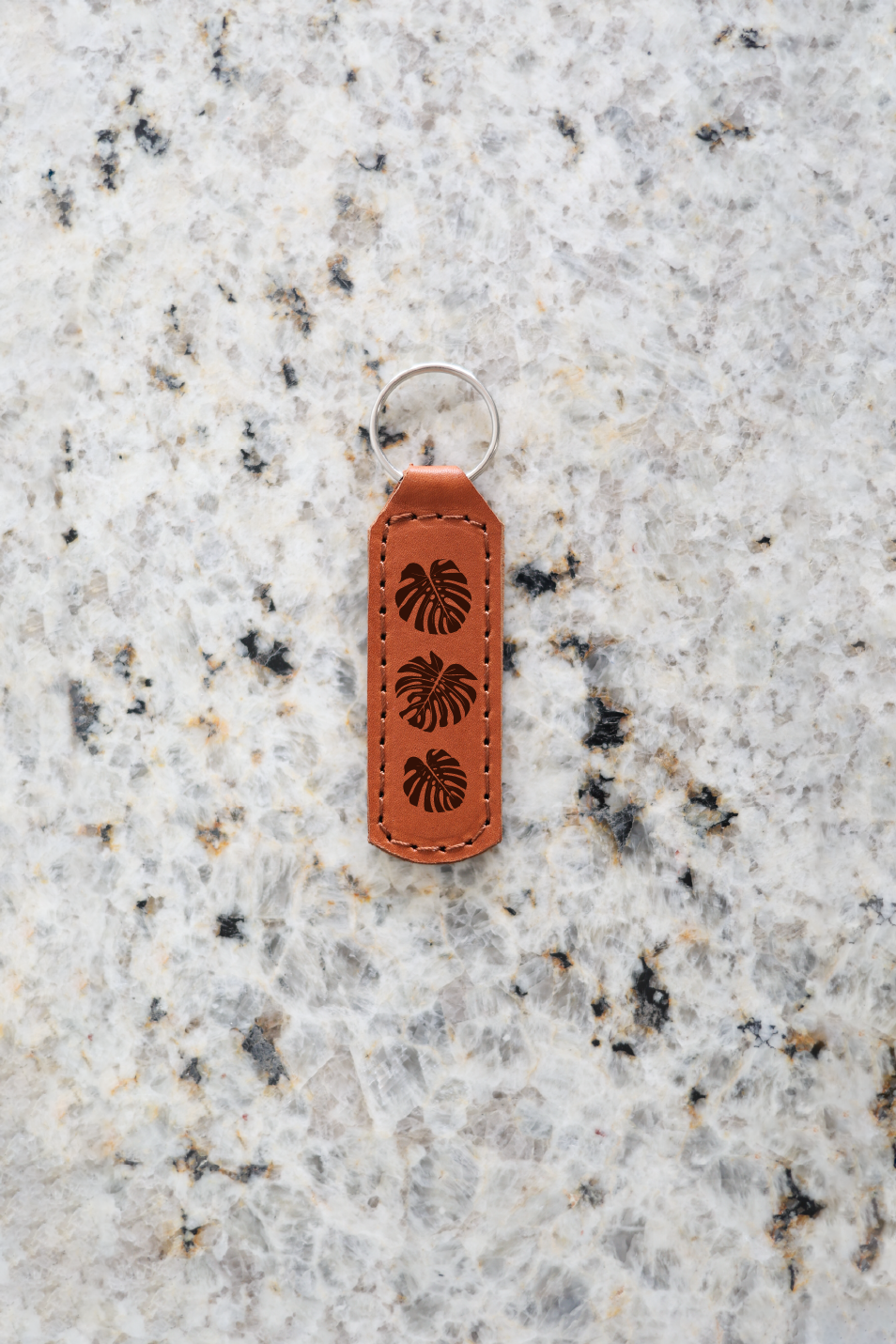 Monstera Plant Leather Keychain