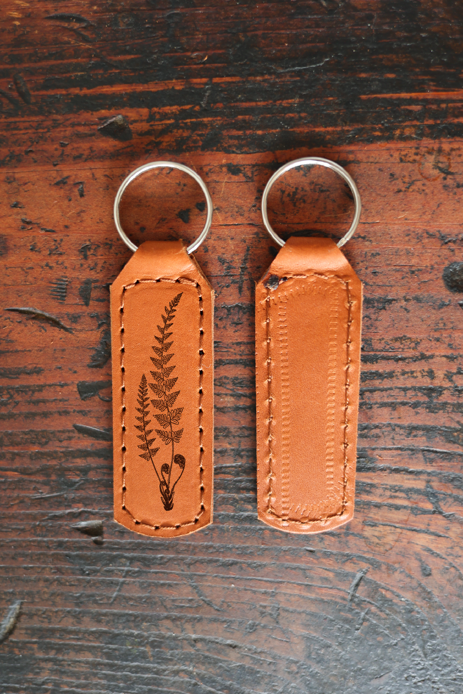 Fern Plant Leather Keychain